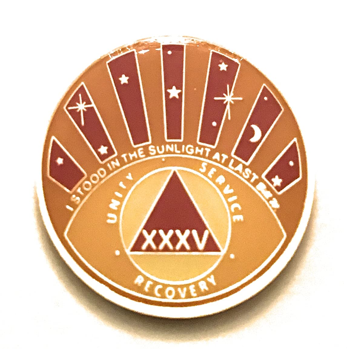 35 Year AA Medallion - Orange & Yellow Chip Token Coin for Recovery Milestones | Sobriety Gift, 12-Step Program Reward, Collectible Keepsake