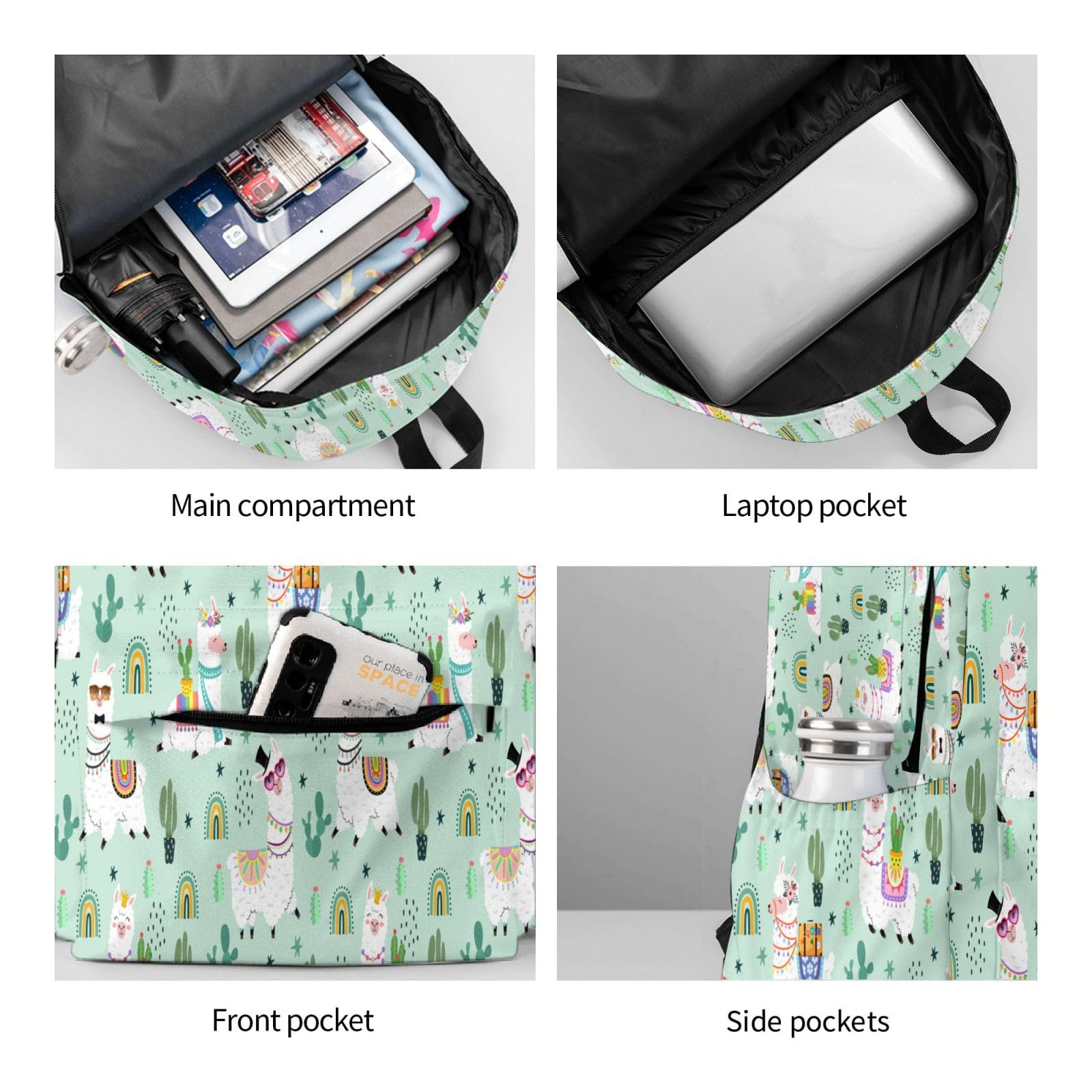 Stylish 16.9 Inch Cute Llamas Backpack for Women - Lightweight Waterproof Travel Laptop Backpack, Perfect for Hiking, School, Work & Daily Commute