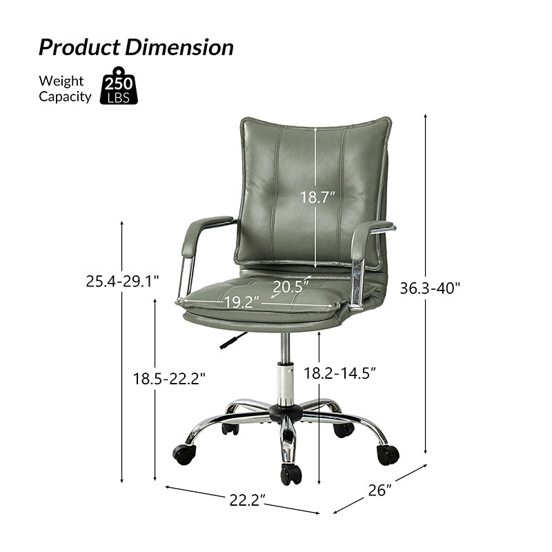 Ergonomic Doug Task Chair with Padded Arms - Adjustable Office Chair for Home & Work - Comfortable Desk Chair with Lumbar Support for Long Hours Sitting