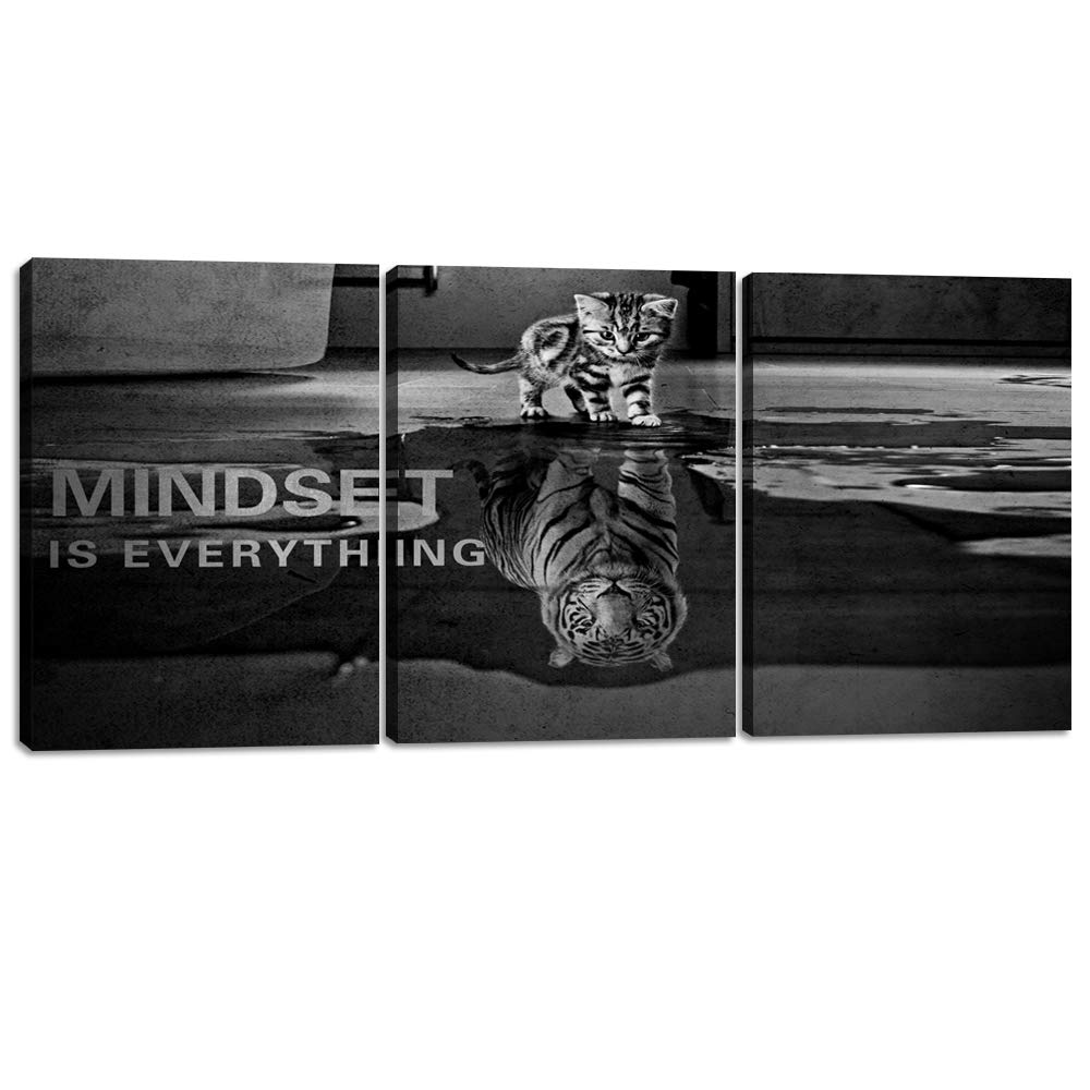 Motivational Wall Art - 3 Panel Inspirational Quotes Canvas Prints with Wooden Frame (36