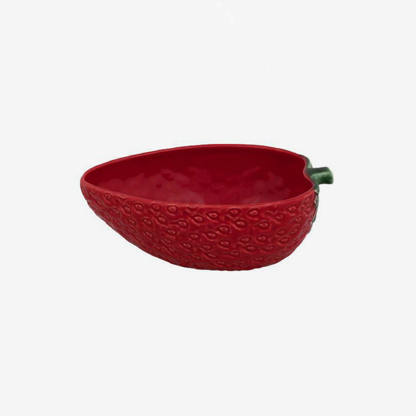 Bordallo Pinheiro Large Strawberry Design Oval Serving Bowl - Handcrafted Ceramic Fruit Bowl for Dining Table, Kitchen Decor, and Gift Giving