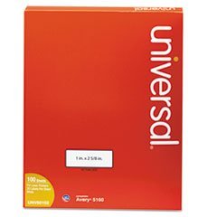 3 Pack UNIVERSAL Laser Printer Permanent Labels - Model UNV80102, White, 1 x 2-5/8 Inch, 3000 Labels per Box - Compatible with Laser & Inkjet Printers - Perfect for Office, Shipping & Inventory Labeling