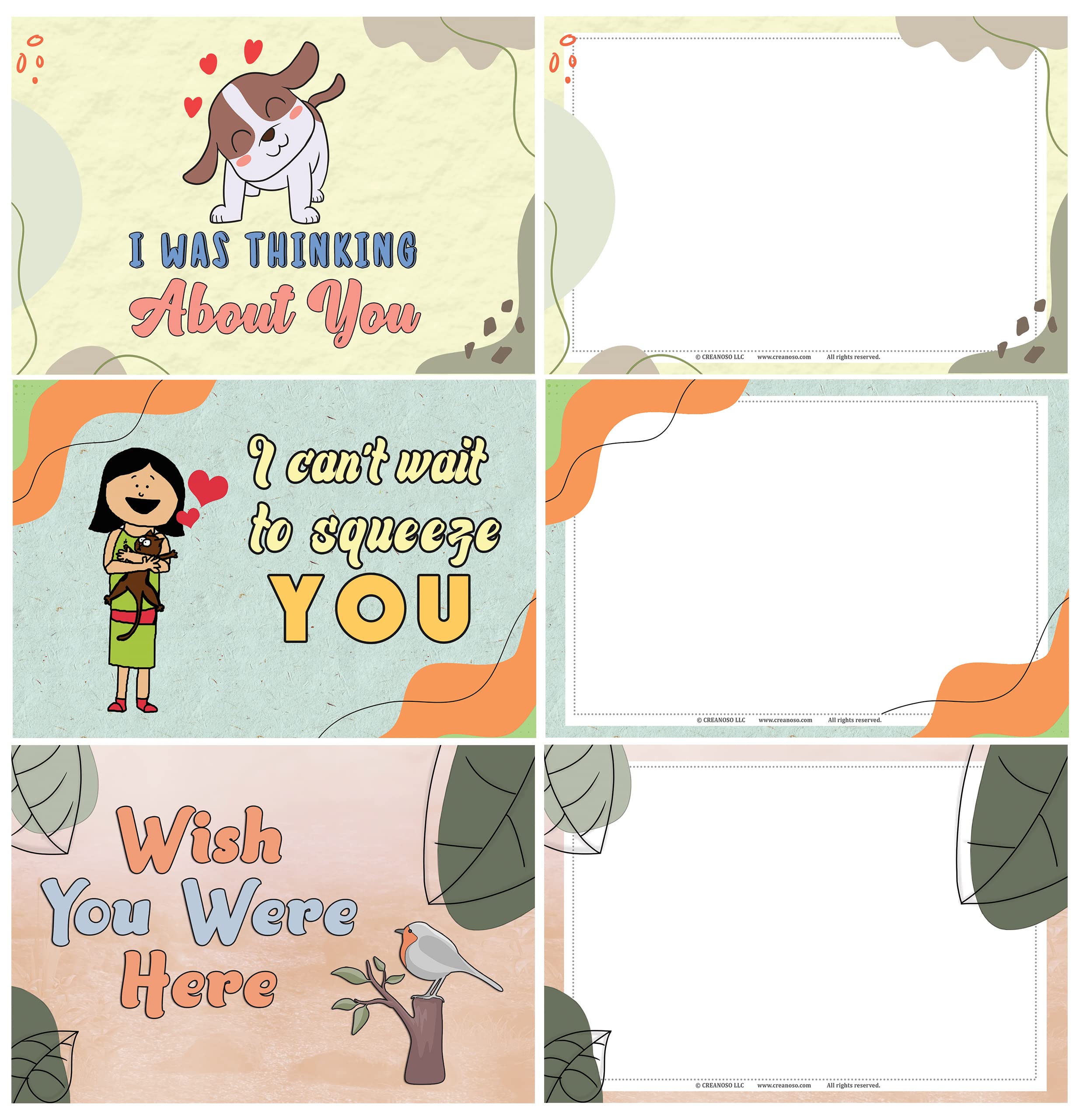 I Miss You Postcards - 60 Unique Greeting Cards for Adults & Professionals | Perfect Gift for Loved Ones