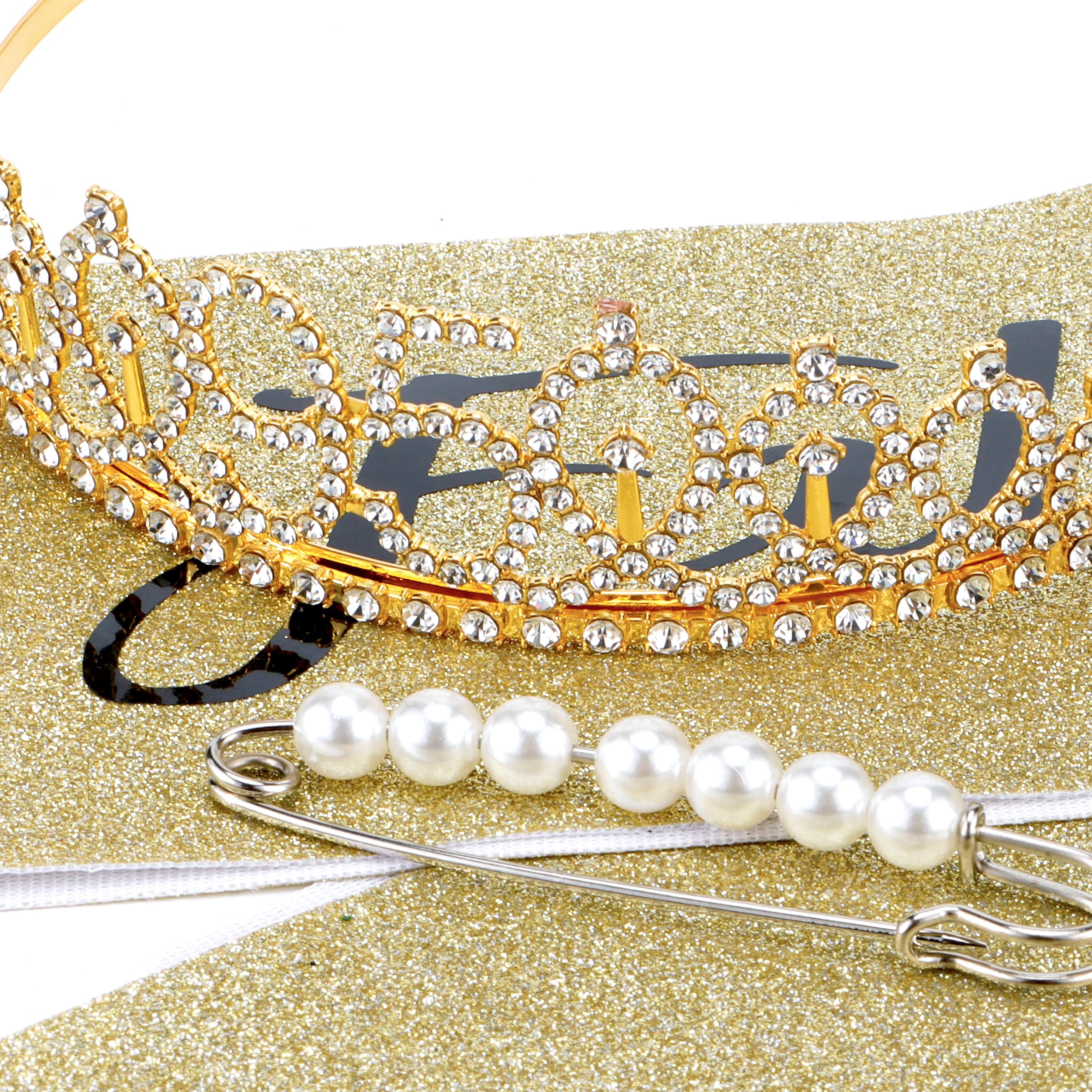 95th Birthday Sash & Gold Tiara Set - Elegant Birthday Gifts & Decorations for Women - Perfect for Milestone Celebrations, Retirement Parties & Grandmother's Special Day