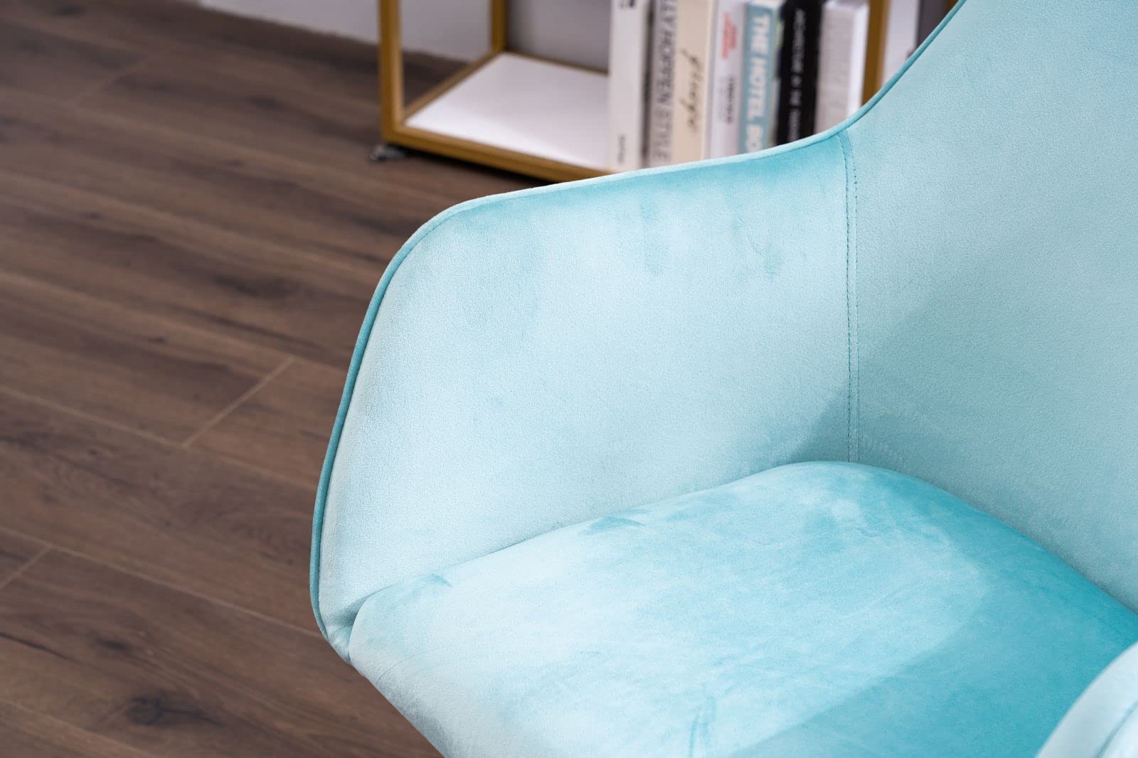 Elegant Velvet Swivel Office Chair with Wheels - Modern Computer Desk Chair for Women & Girls, Cute Vanity Chair with Arms, Comfortable Study & Leisure Chair for Home, Living Room, Office (Light Green & Gold) - Perfect for Home Office, Gaming Setup, Makeup Vanity & Study Room