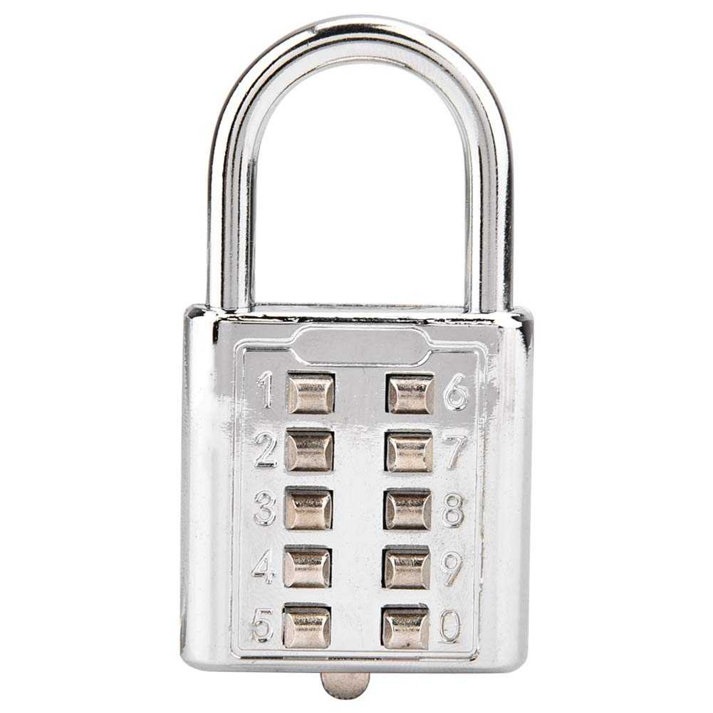 10-Digit Push Button Password Padlock - Secure Combination Code Lock for Luggage, Drawers, Cabinets & Gym Lockers - Ideal for Travel, Home Storage & School Use