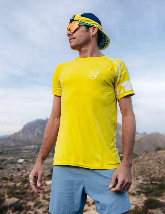 Compressport Men's Performance Training Short Sleeve T-Shirt - Moisture Wicking, Breathable Green Sheen Activewear for Running, Gym & Outdoor Workouts