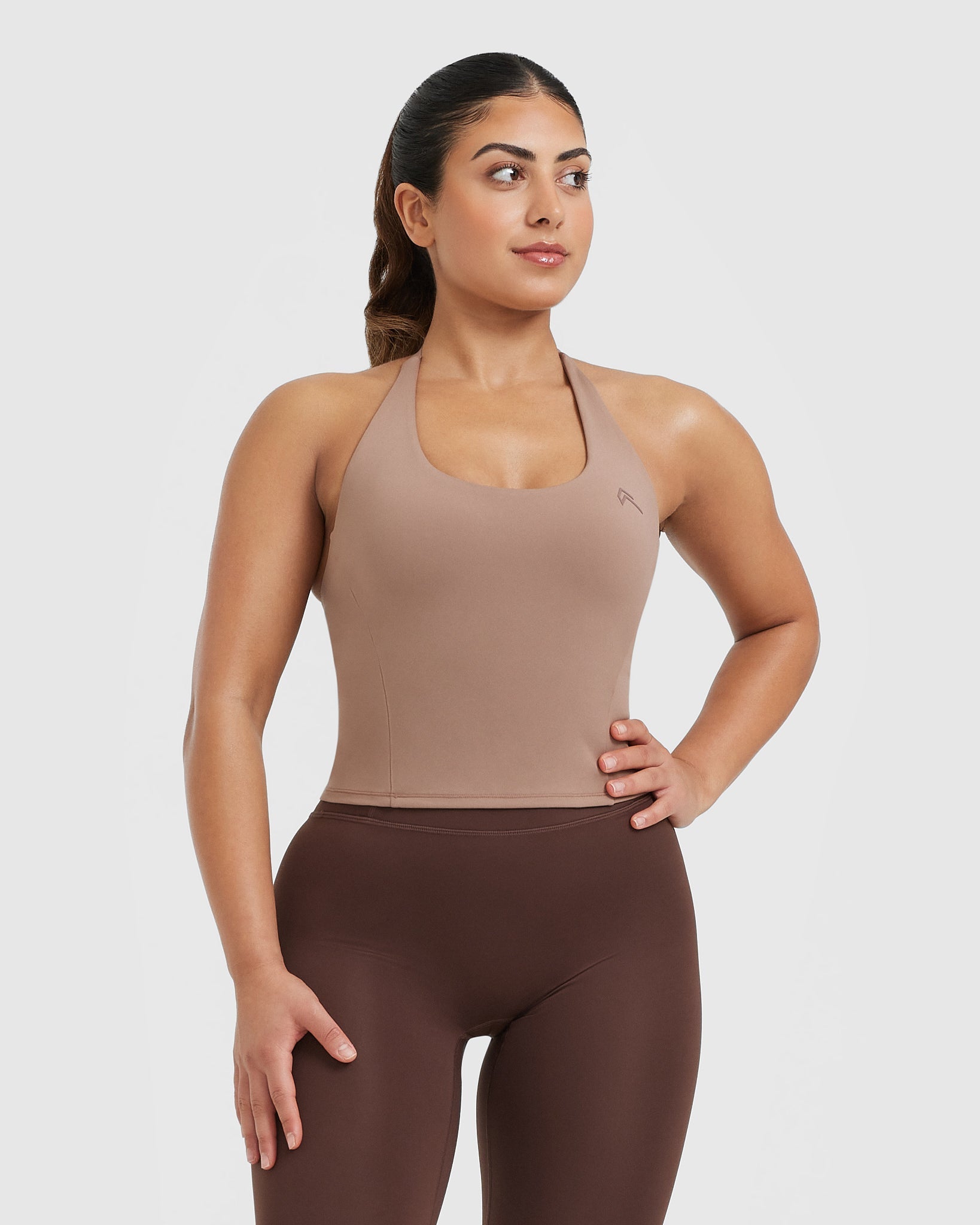 Timeless Halter Neck Mid Vest in Deep Walnut - Women's Fashion Tank Top for Summer, Beach, and Casual Outfits