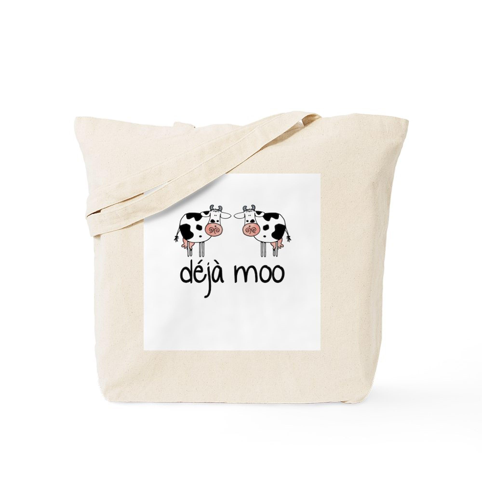 Déjà Moo Natural Canvas Tote Bag - Eco-Friendly Reusable Grocery Shopping Bag for Women & Men | Perfect for Farmers Market, Beach Trips & Daily Errands