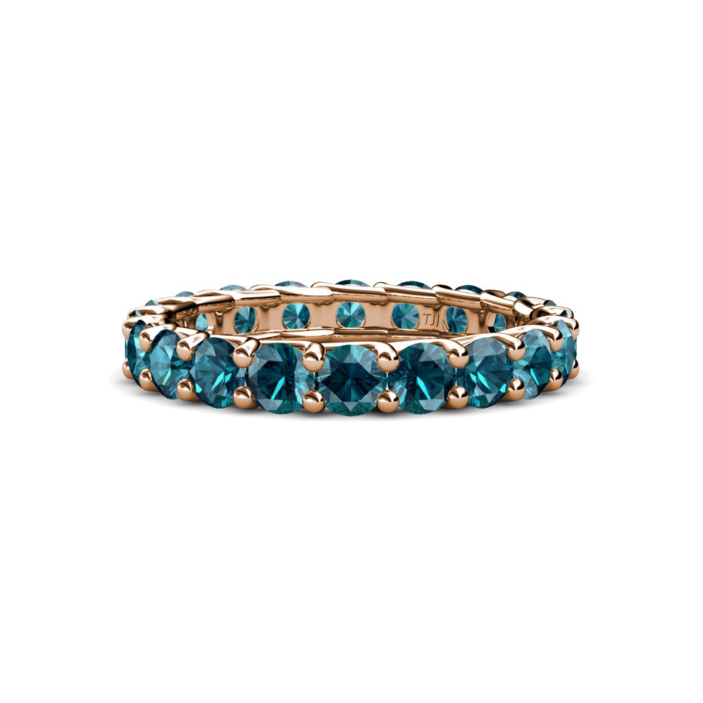 London Blue Topaz 3.4mm Eternity Band Ring 2.72-3.36cttw in 14K Gold - Wedding, Anniversary & Engagement Jewelry Gift for Women