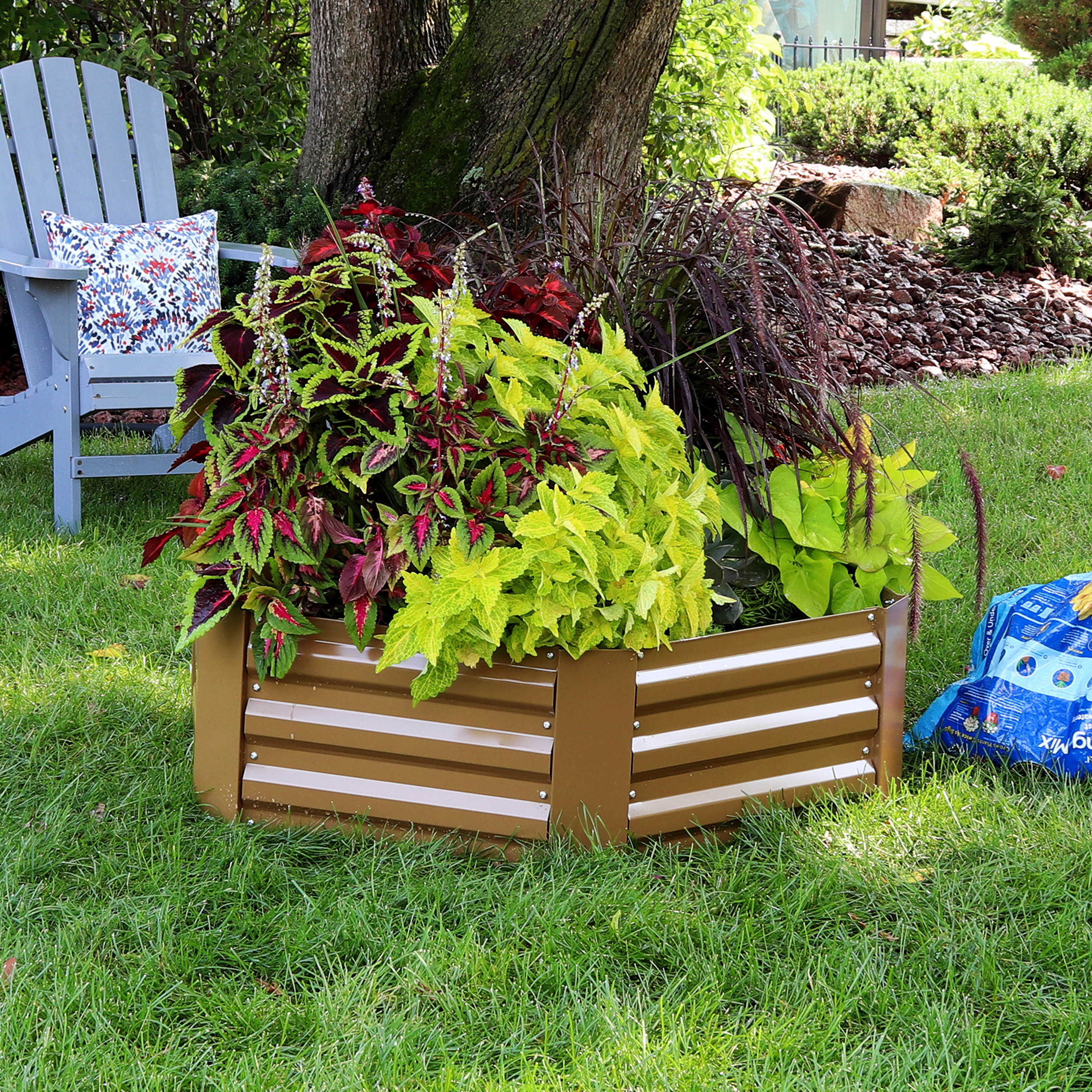 Galvanized Steel Hexagon Raised Garden Bed - 40.5 Inch Outdoor Planter Box for Vegetables, Flowers & Herbs | Durable Backyard Gardening Solution for Patio, Yard & Urban Spaces