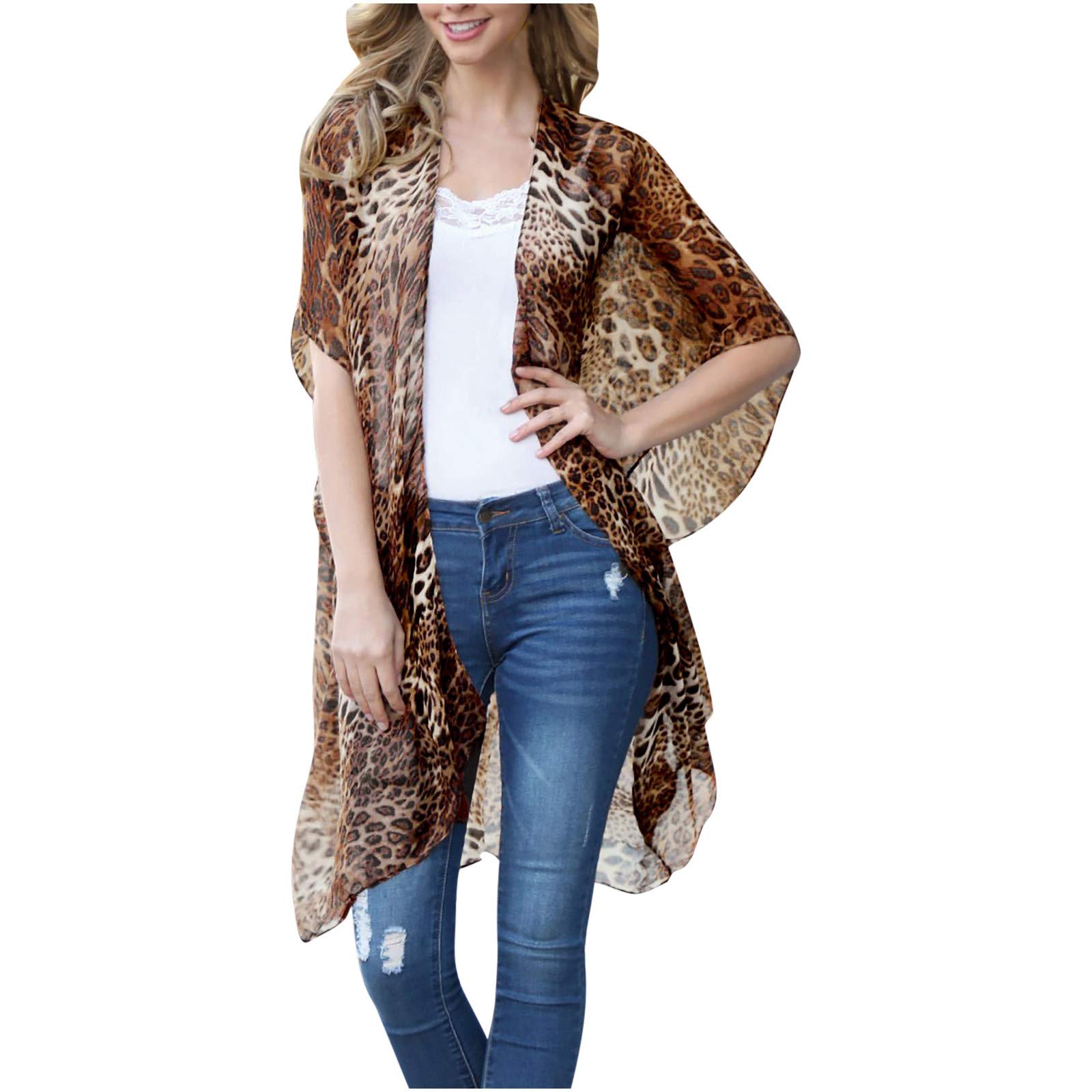 Women's Animal Print Kimono Cover-Up Cardigan - Stylish Beach Fashion Swimsuit Cover for Summer Outings, Pool Parties & Vacation Wear