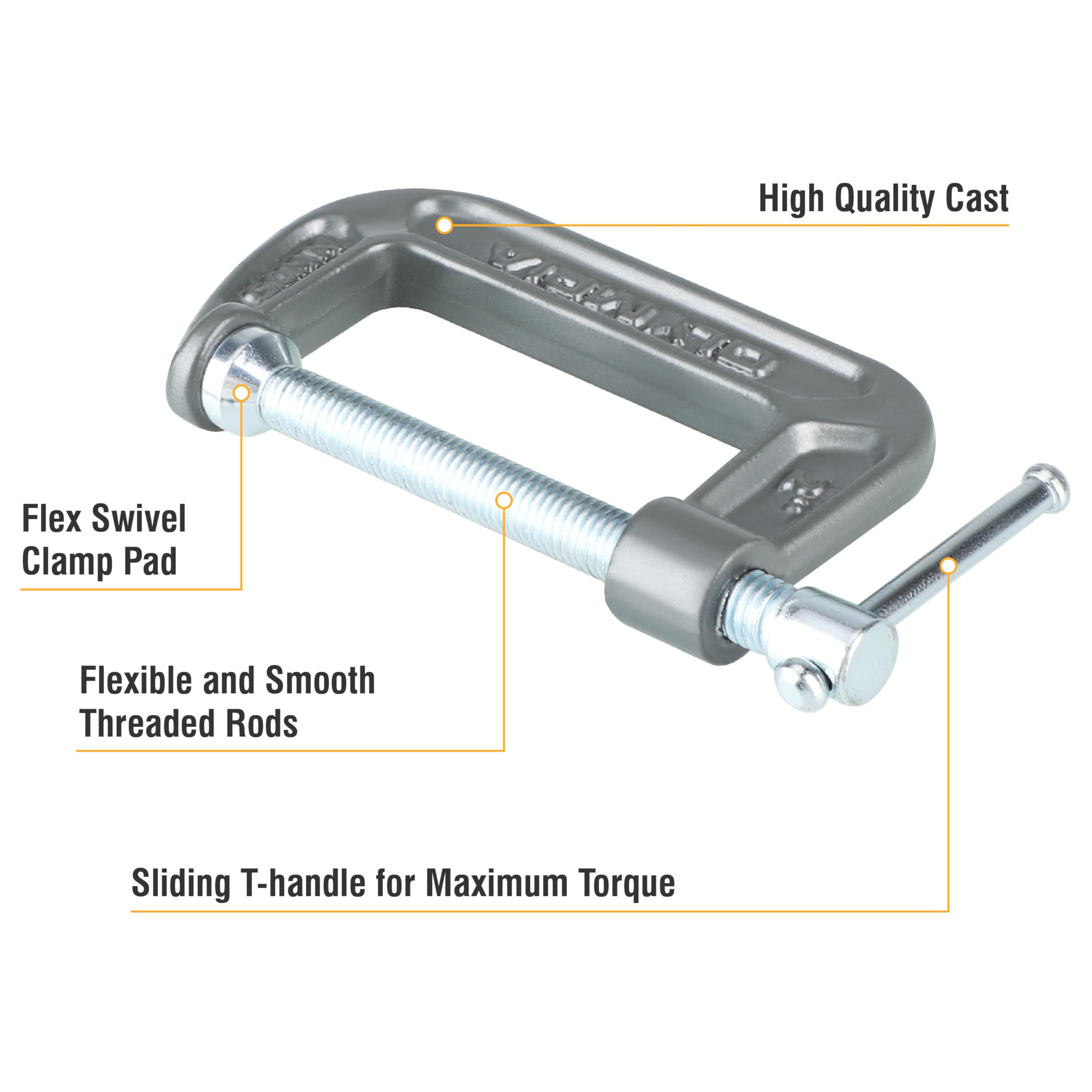 Heavy Duty Cast Iron C-Clamps 6-Pack - 2