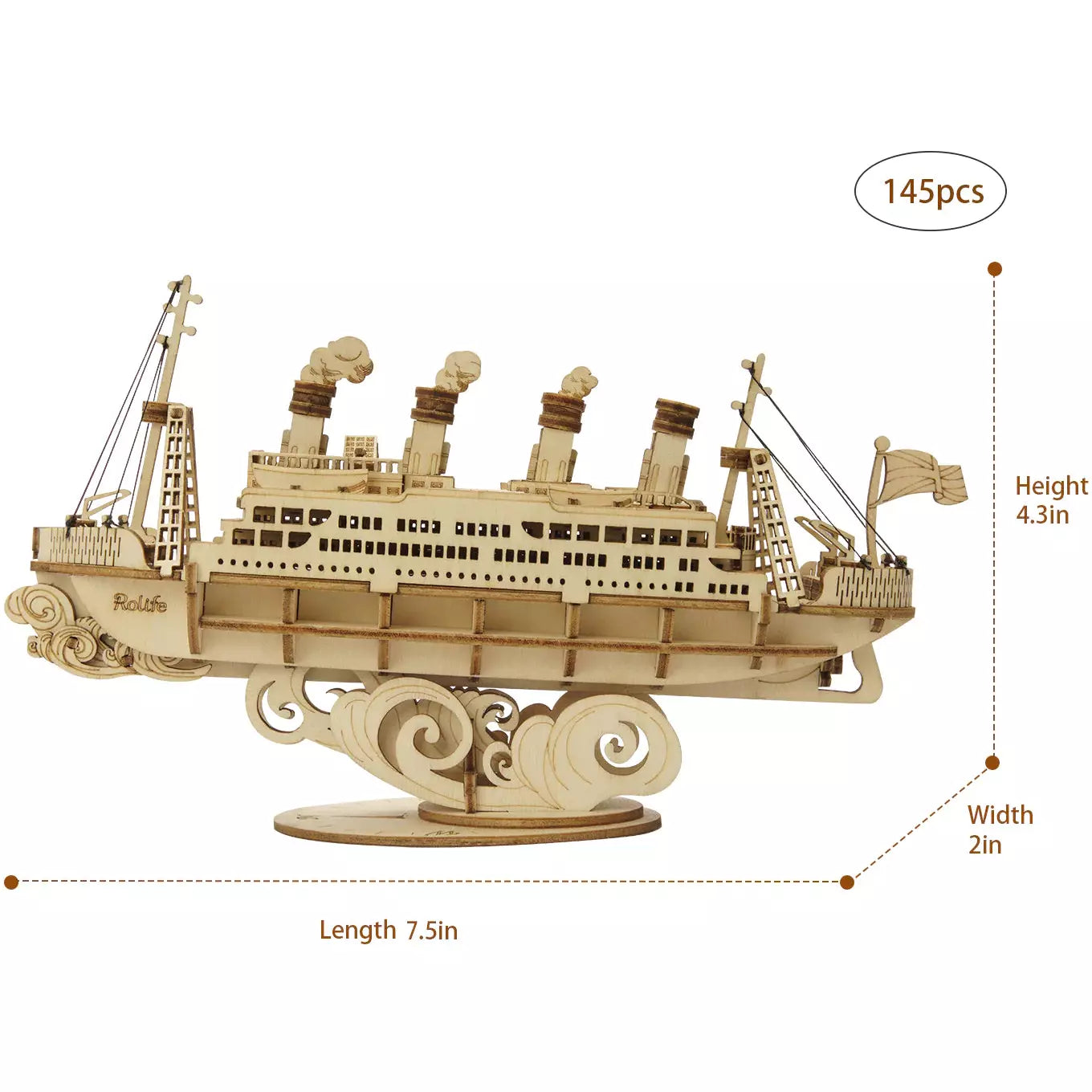 3D Wooden Puzzle Cruise Ship Model Kit - DIY Wooden Ship Building Toy for Adults & Kids - Perfect for Home Decor, Gifts, and Educational STEM Activities