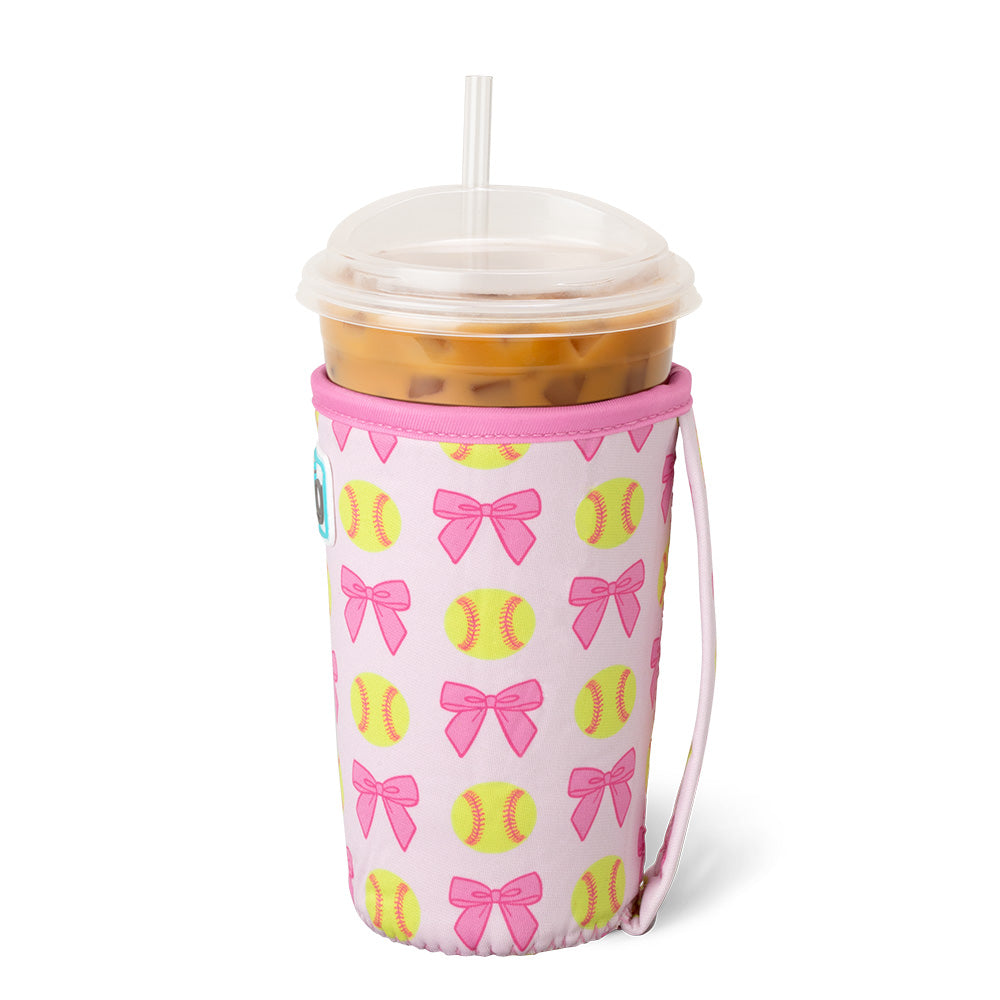 Pitch Hit Run Medium Iced Cup Coolie - Insulated Beverage Sleeve for Baseball Games, Outdoor Sports & Summer Drinks