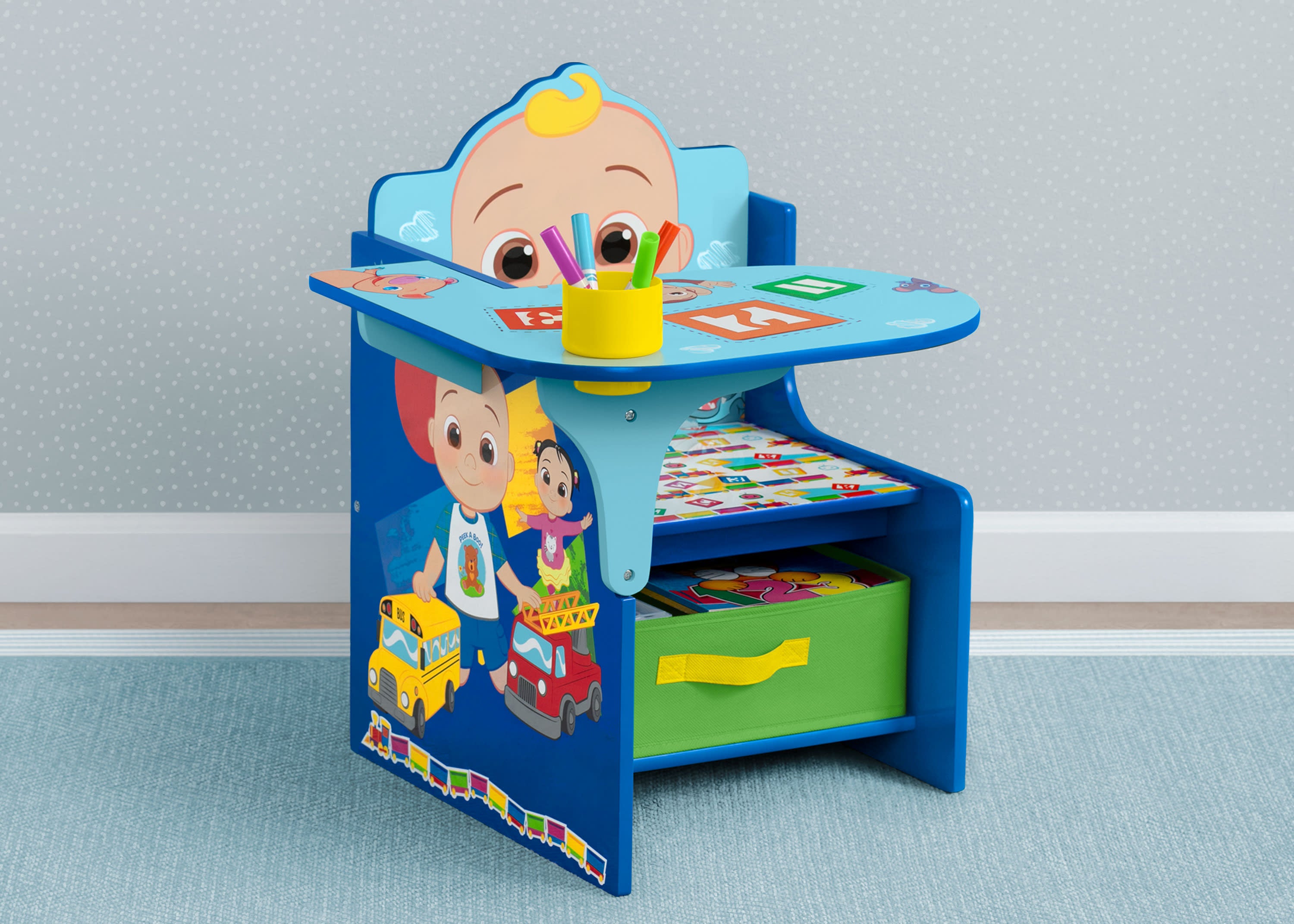 CoComelon Kids Chair and Desk Set with Storage Bin - Fun and Functional Study & Play Space for Toddlers and Preschoolers