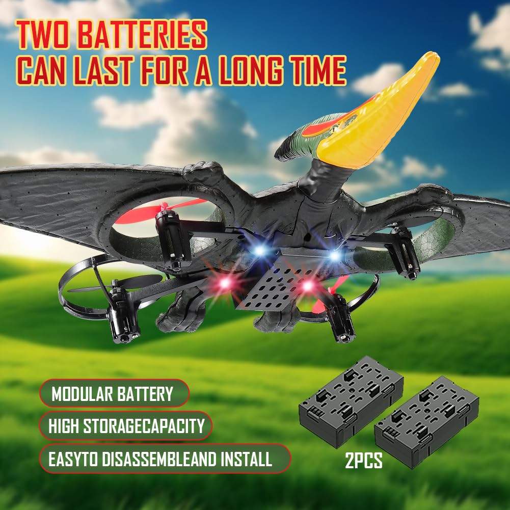 **Pterodactyl Dinosaur RC Drone for Kids & Adults - Easy to Fly Remote Control Dragon Toy Plane, Beginner-Friendly Hobby Aircraft - Perfect Birthday Gift for Boys & Girls (Indoor/Outdoor Play, STEM Learning, Party Favors)**