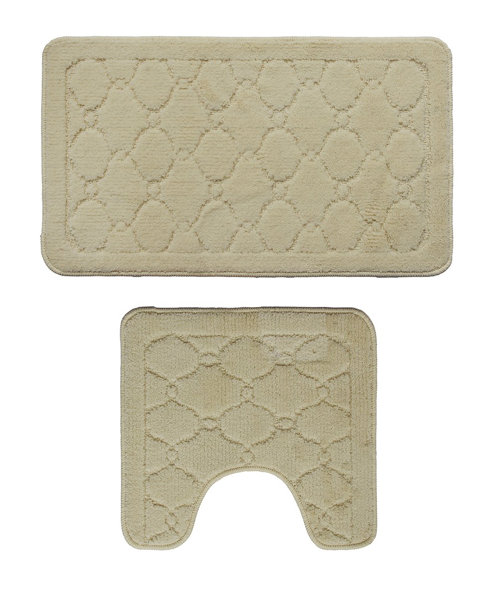 Premium 2-Piece Non-Slip Bathroom Rug Set with Soft Latex Backing - Super Absorbent & Quick-Dry Bath Mats for Safety & Comfort (Cream) - Perfect for Bathroom, Shower, Vanity & Spa Areas