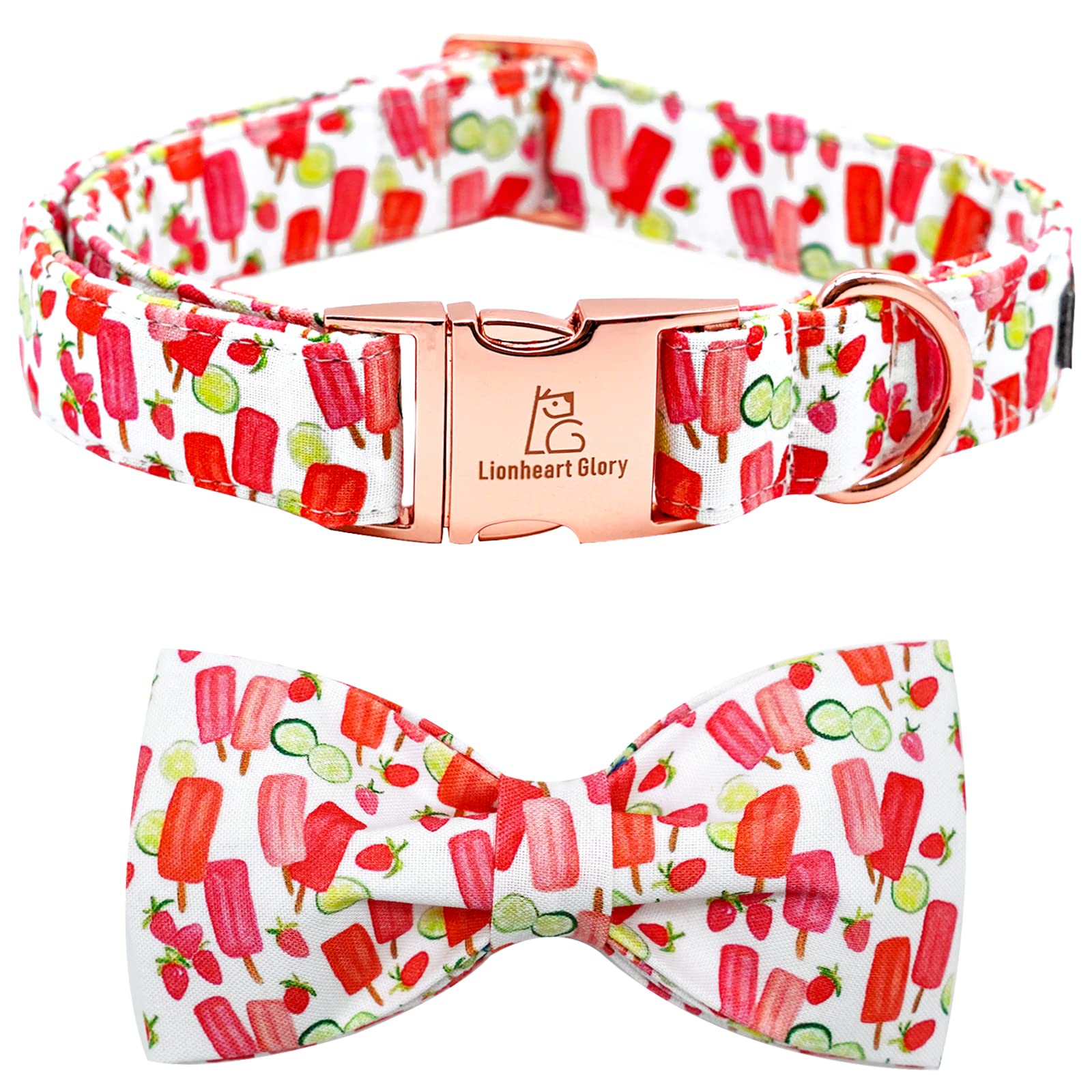 **Lionheart Glory Dog Collar with Bow - Cute Popsicle Print Bowtie Collar for Medium Dogs | Perfect Gift for Pet Lovers | Ideal for Walks, Parties & Photo Shoots**