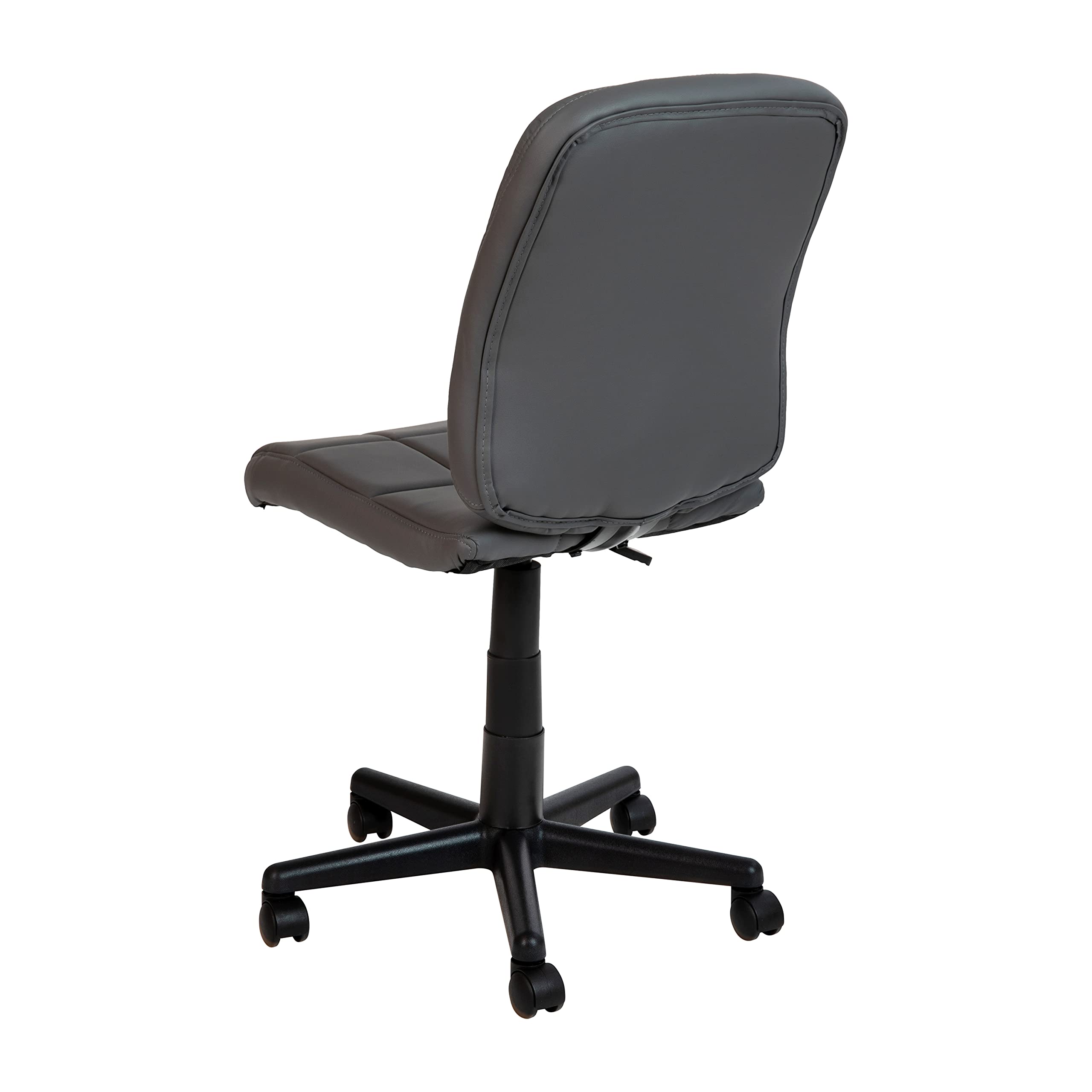 Emma & Oliver Mid-Back Gray Quilted Vinyl Swivel Office Chair - Ergonomic Task Chair for Home Office, Computer Desk & Workspace - Comfortable Work from Home Chair for Long Hours