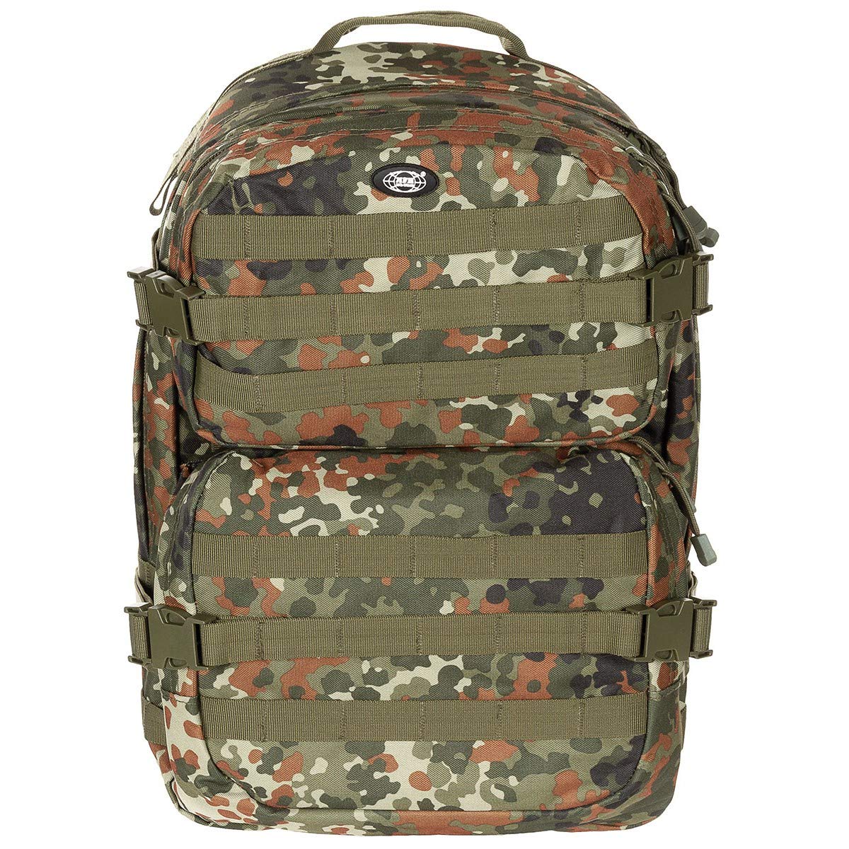 MFH Backpack Assault II Flecktarn - Tactical Military Backpack for Outdoor Hiking, Camping & Travel | Durable Waterproof Rucksack for Men & Women