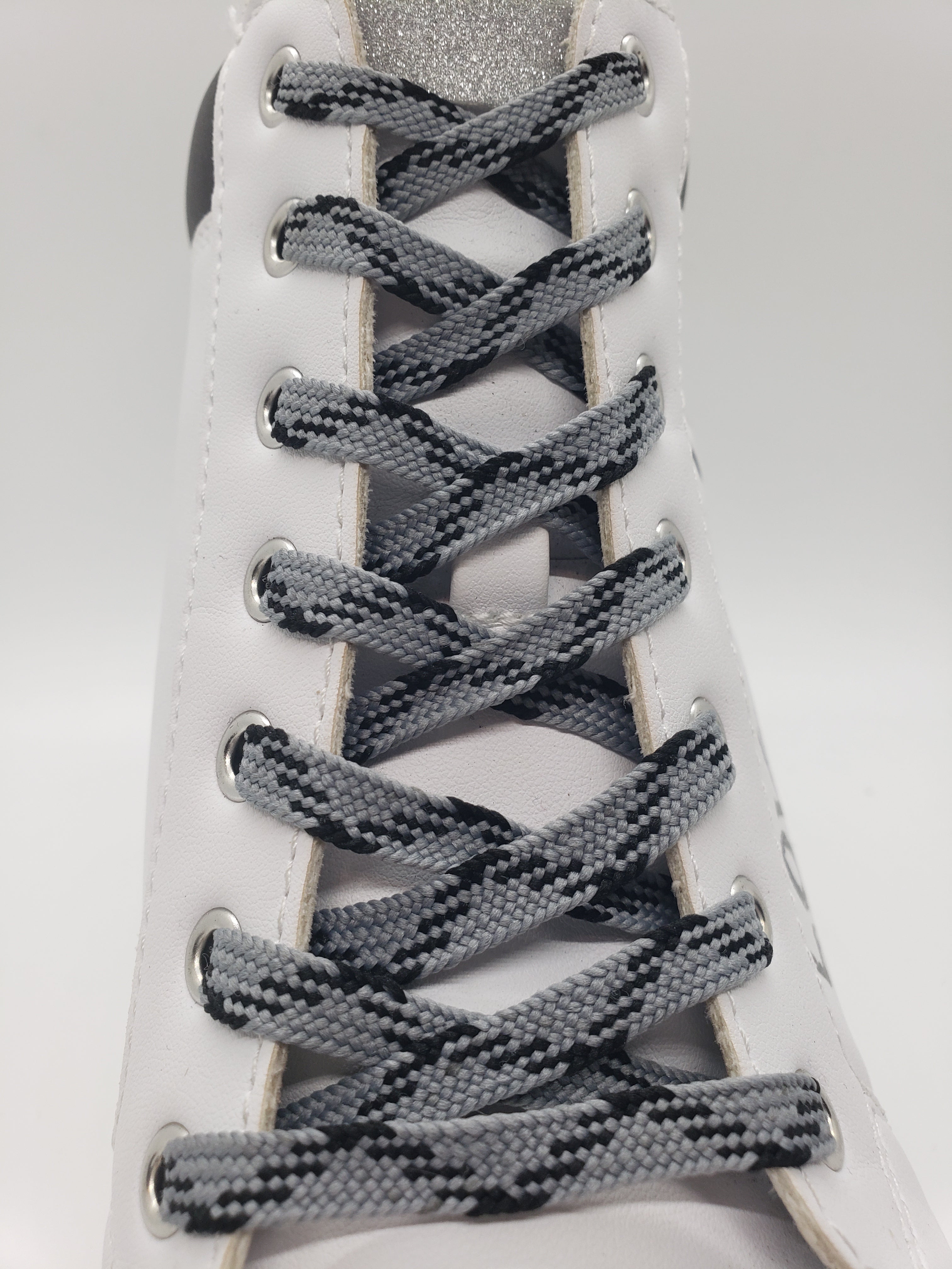 Flat Dress Shoelaces - Grey & Black Color for Men & Women - Perfect for Dress Shoes, Loafers & Oxfords