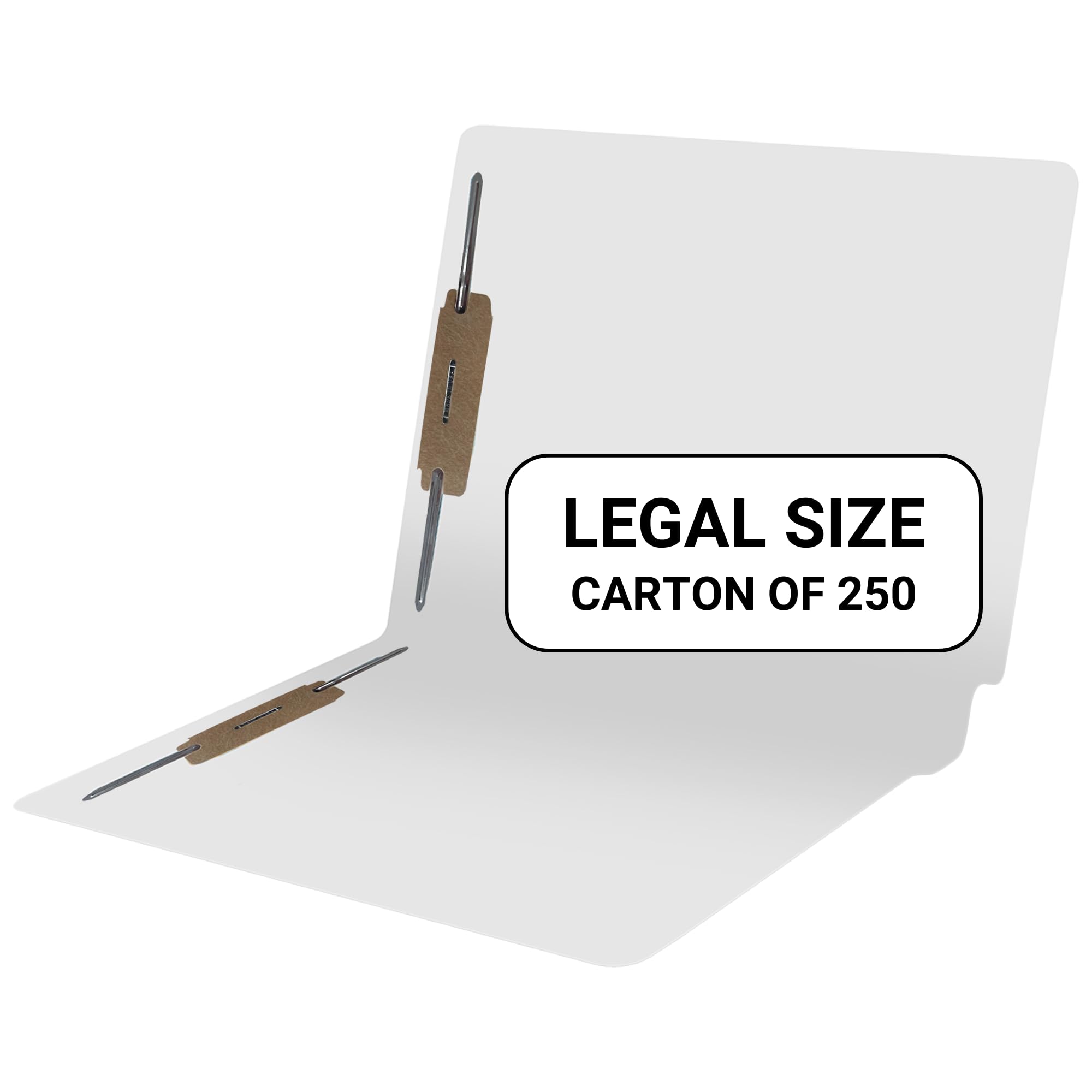 250-Pack White Legal Size Reinforced End Tab File Folders - 14 pt Stock with 2