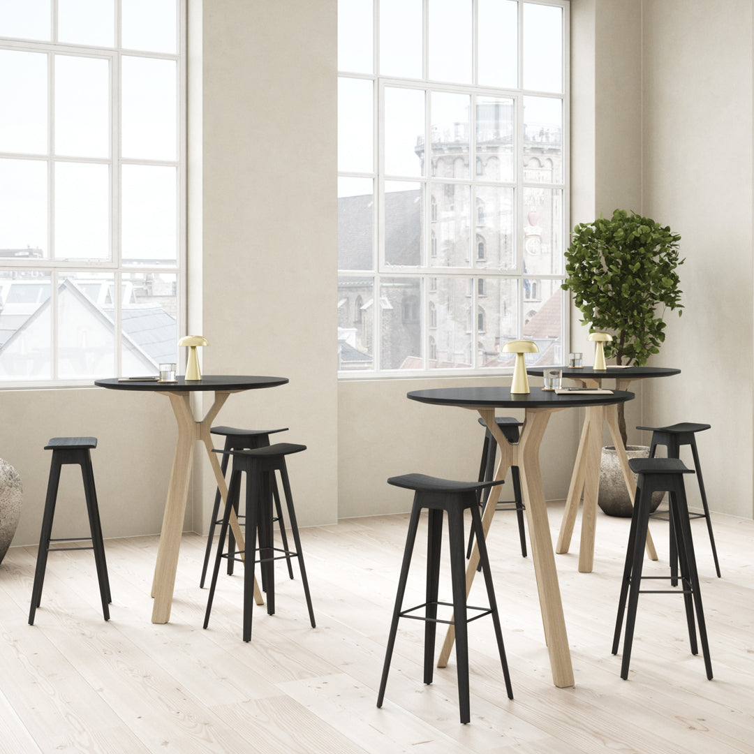 Anne Qvist HC1 Bar Stool - Modern Scandinavian Bar Height Stool with Wooden Legs - Perfect for Kitchen Islands, Breakfast Bars & Home Decor