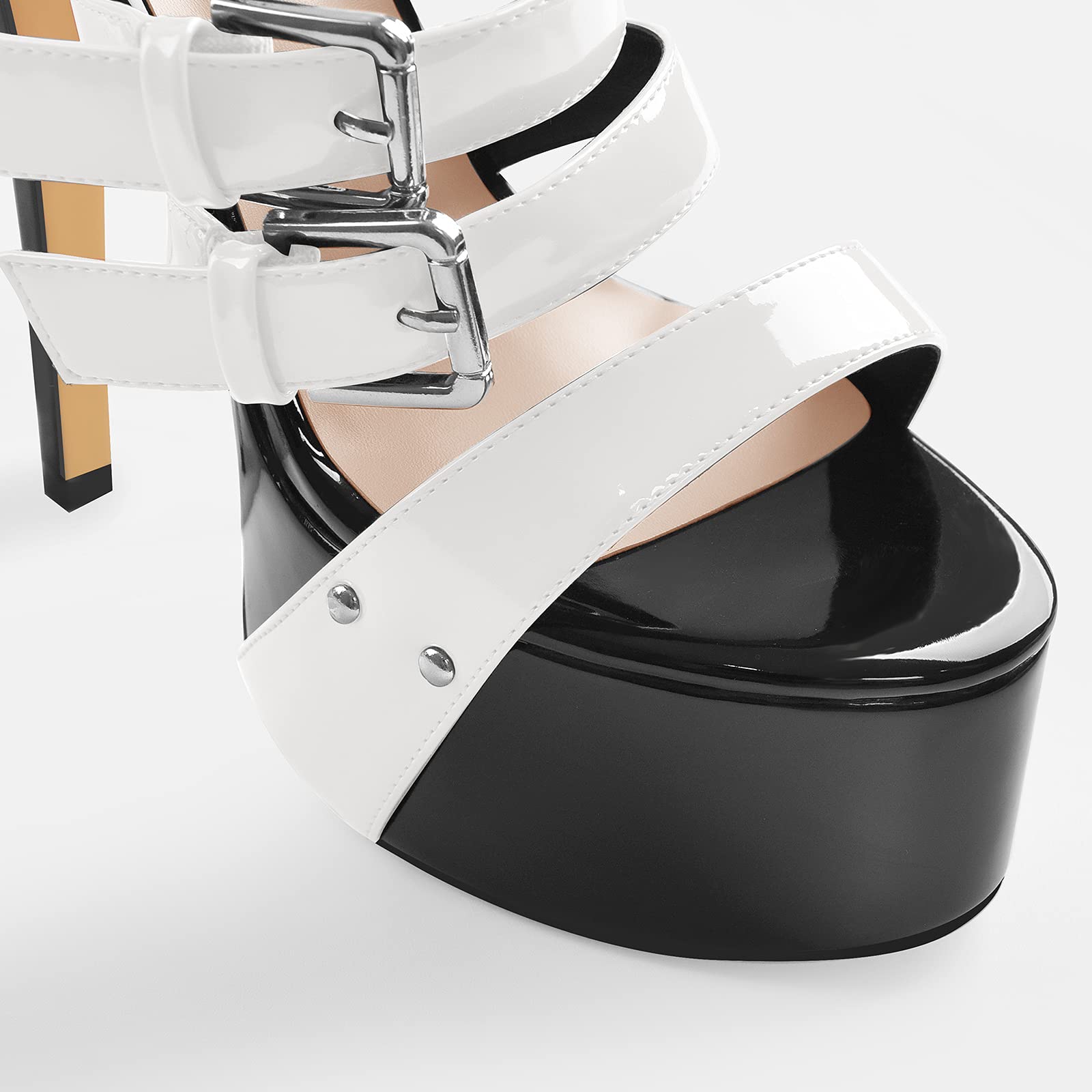 Richealnini Women's Platform Heel Sandals with Ankle Straps & Buckles - Stiletto High Heels for Parties, Weddings & Evening Events