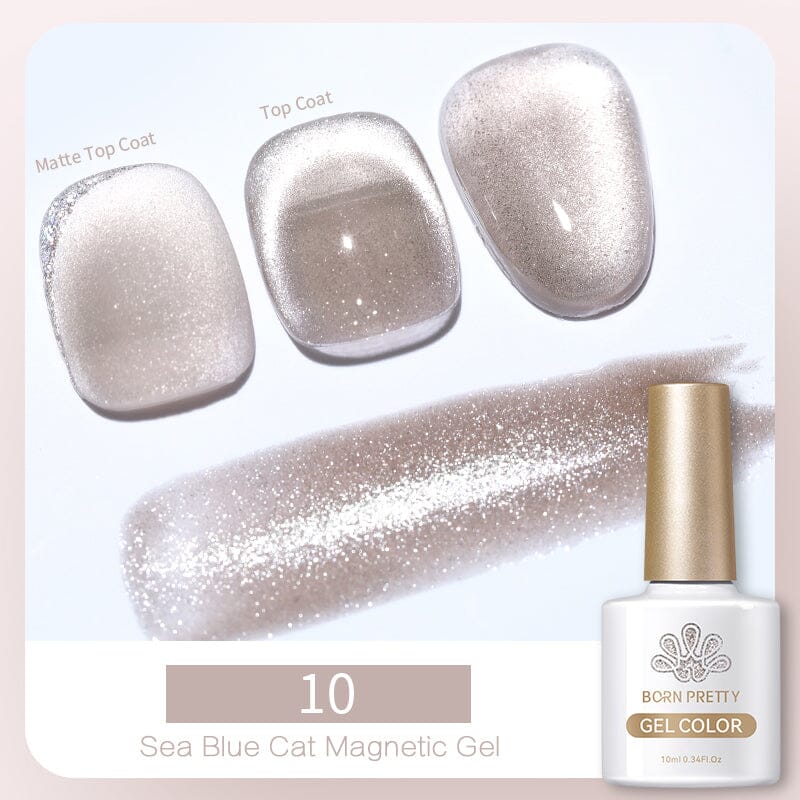 BORN PRETTY Sea Blue Magnetic Cat Eye Gel Polish - 10ml Nail Art Kit for Stunning 3D Effects | Perfect for Salon, Home Manicure & Special Occasions
