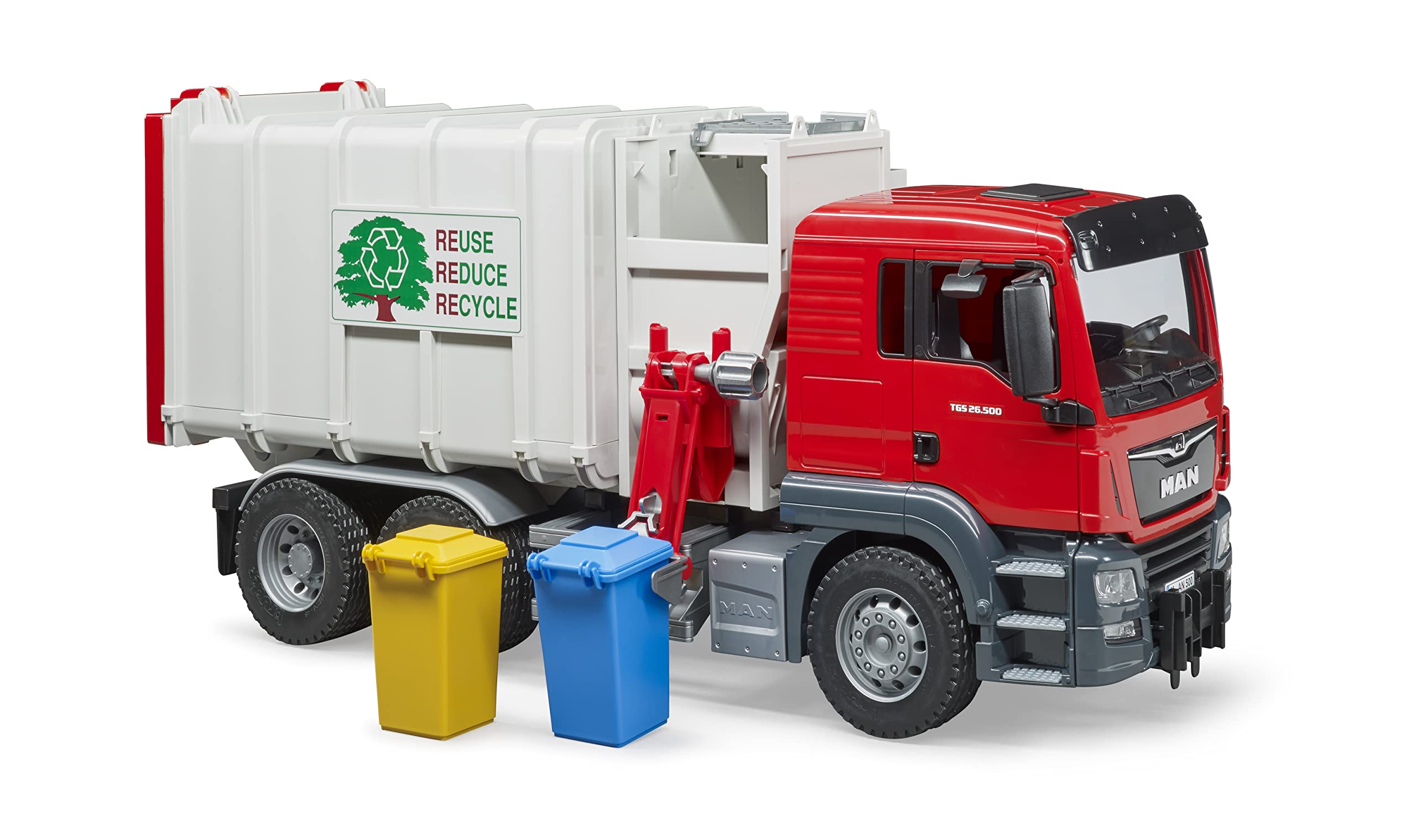Bruder MAN TGS Side Loading Garbage Truck Toy - Realistic Diecast Vehicle for Kids & Collectors - Perfect for Pretend Play, Construction Theme Parties & Educational Learning
