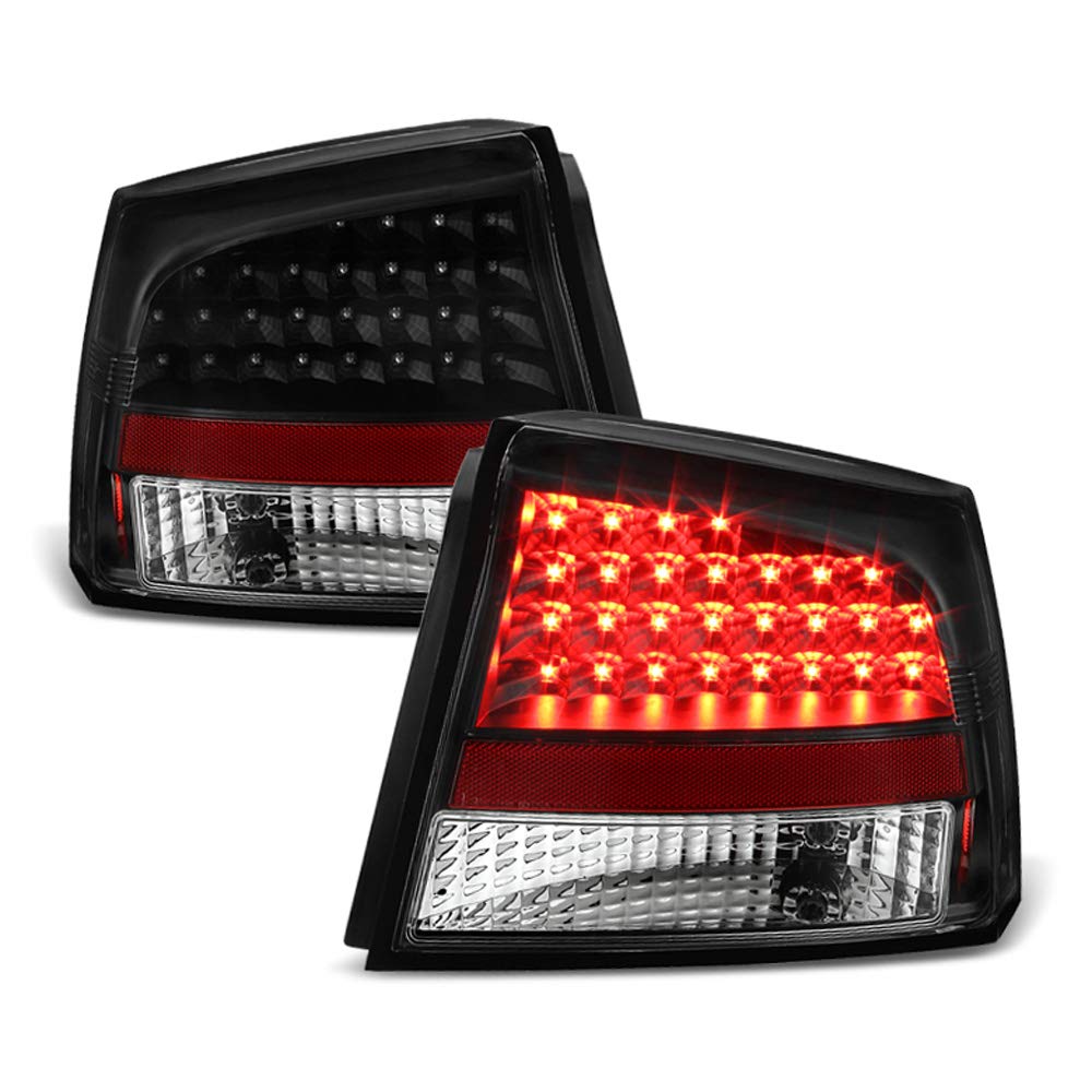 ACANII LED Tail Lights Brake Lamps Set for 2006-2008 Dodge Charger - Black Housing, Driver & Passenger Side Assembly - Upgrade Your Car's Style & Safety for Night Driving