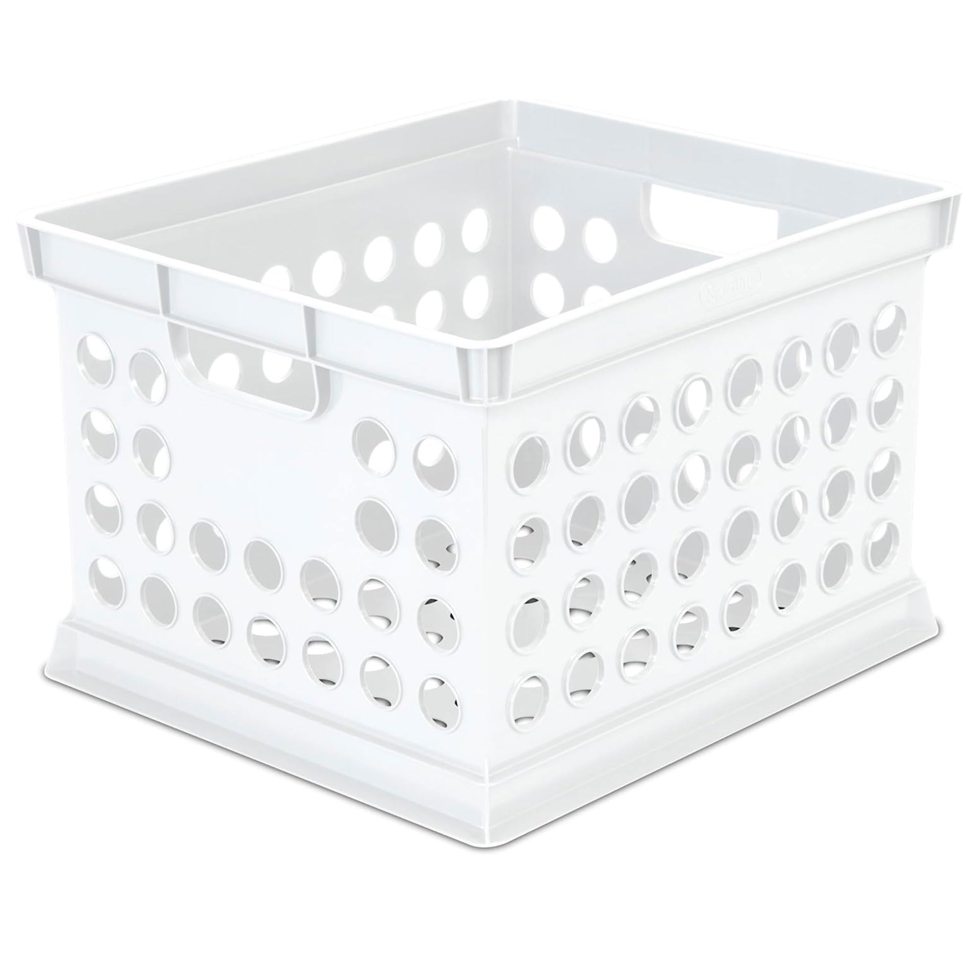 Sterilite Stackable Plastic Storage Bins with Handles - 12-Pack White Organizer Crates for Home Office Dorm Garage Utility Room | Perfect for Closet Organization, File Storage & Moving Boxes
