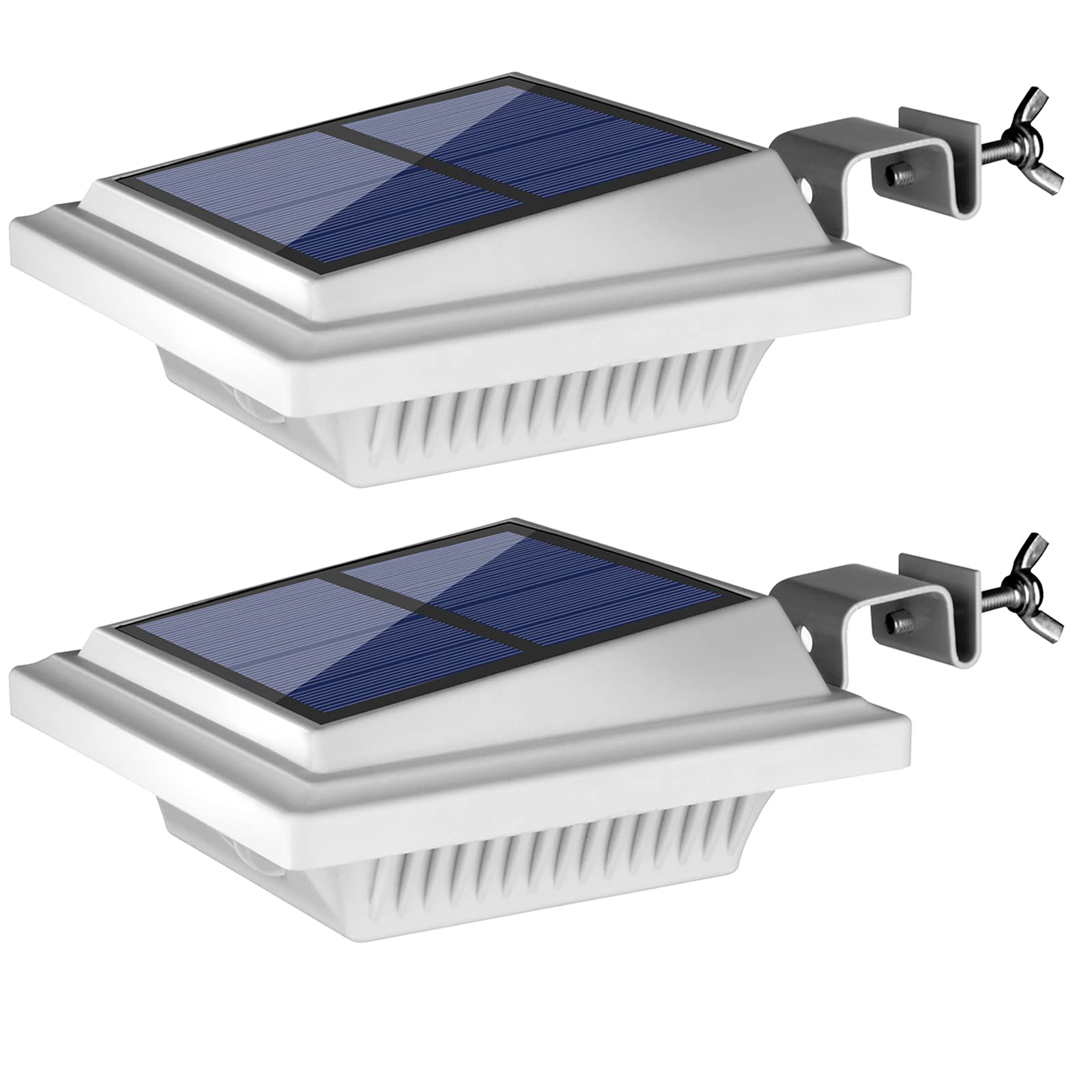 UniqueFire 40 LED Solar Gutter Lights - Waterproof Outdoor Solar Fence Lighting for Eaves, Garden, Landscape & Walkway (2 Pack, Cool White) - Perfect for Home Security & Nighttime Pathway Illumination