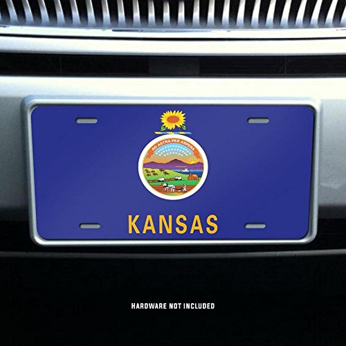 Custom Kansas State Flag UV Printed Vanity Front License Plate - Durable & Vibrant Colors for Cars, Trucks & Motorcycles - Perfect for Personalization & State Pride