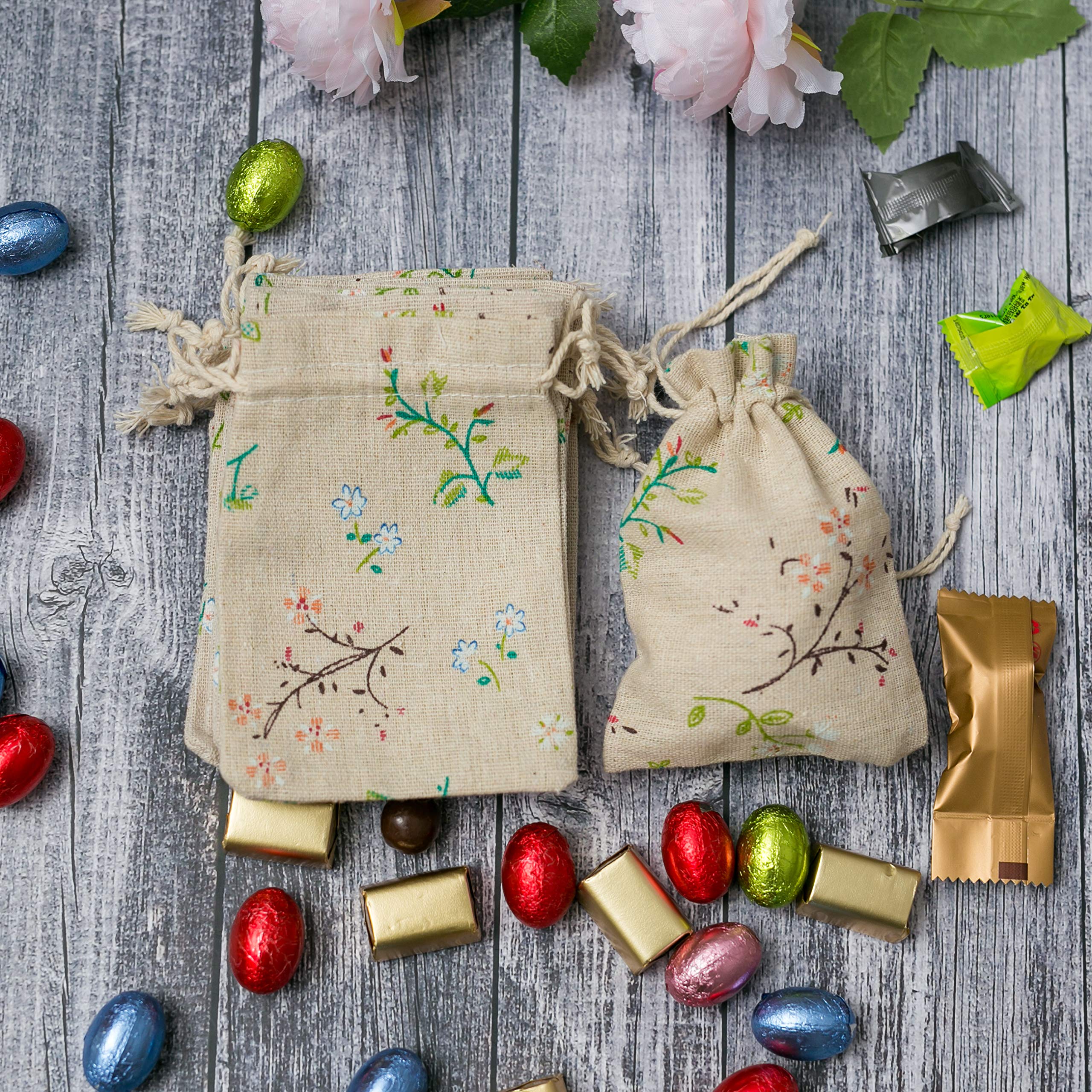 24-Pack Natural Burlap Drawstring Gift Bags - 5.5