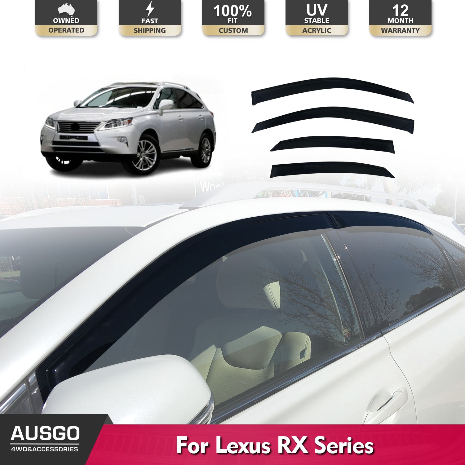 Premium Weather Shields for Lexus RX Series (RX270/RX350/RX450H) 2009-2015 - Rain Guards & Window Deflectors for All-Weather Protection & Enhanced Style - Perfect for Daily Commutes & Road Trips
