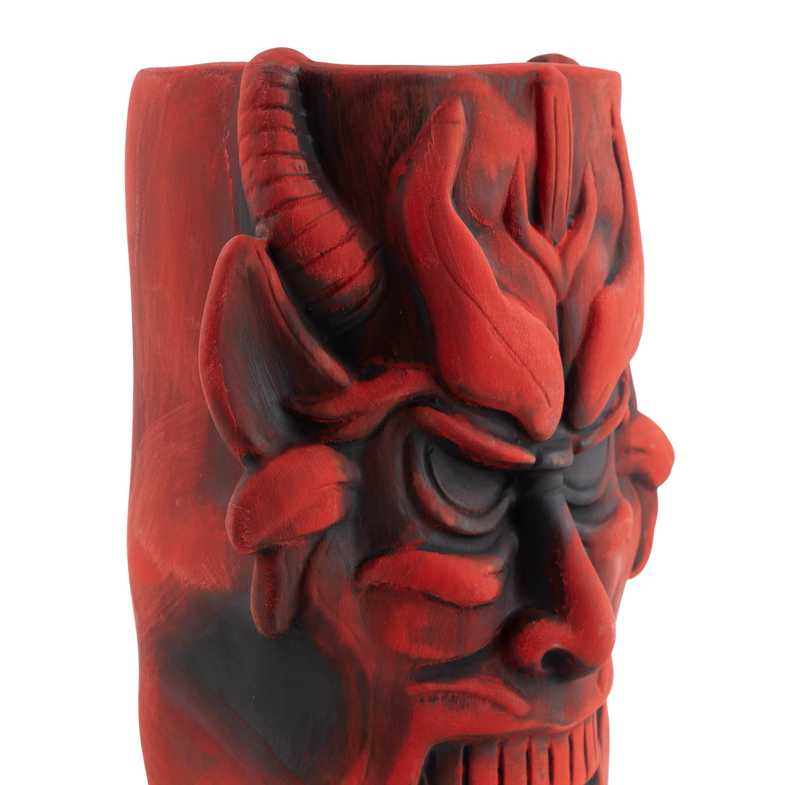 BarConic® The Red Demon Tiki Mug - Handcrafted Ceramic Tiki Drinkware for Tropical Cocktails, Party & Home Bar Decor - Perfect for Luau, Themed Parties & Exotic Drink Serving