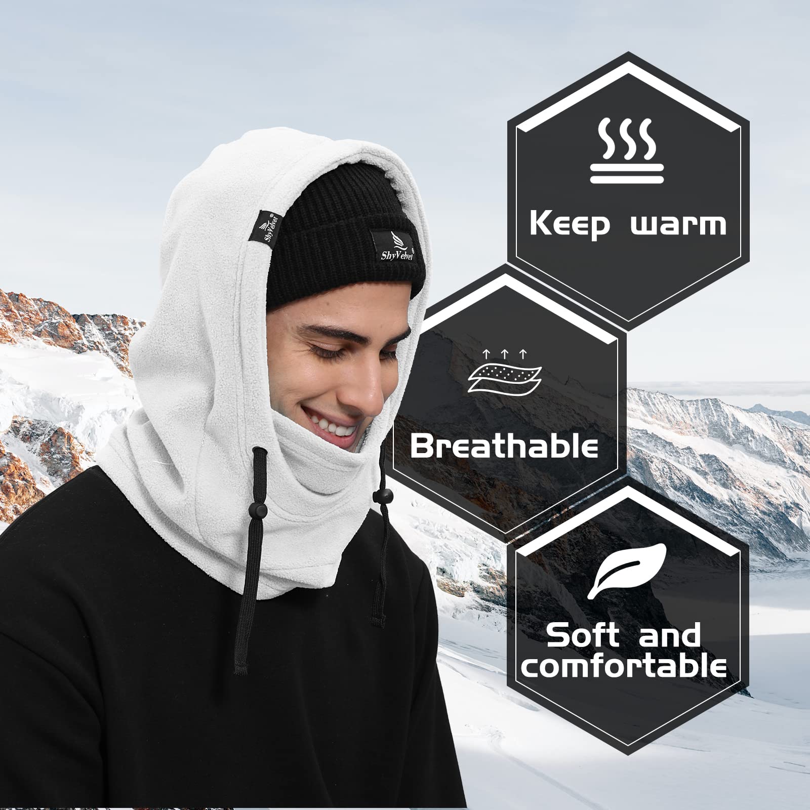 Shy Velvet Cold Weather Fleece Balaclava Ski Mask - Windproof Winter Face Cover for Men & Women - Perfect for Skiing, Snowboarding & Outdoor Activities
