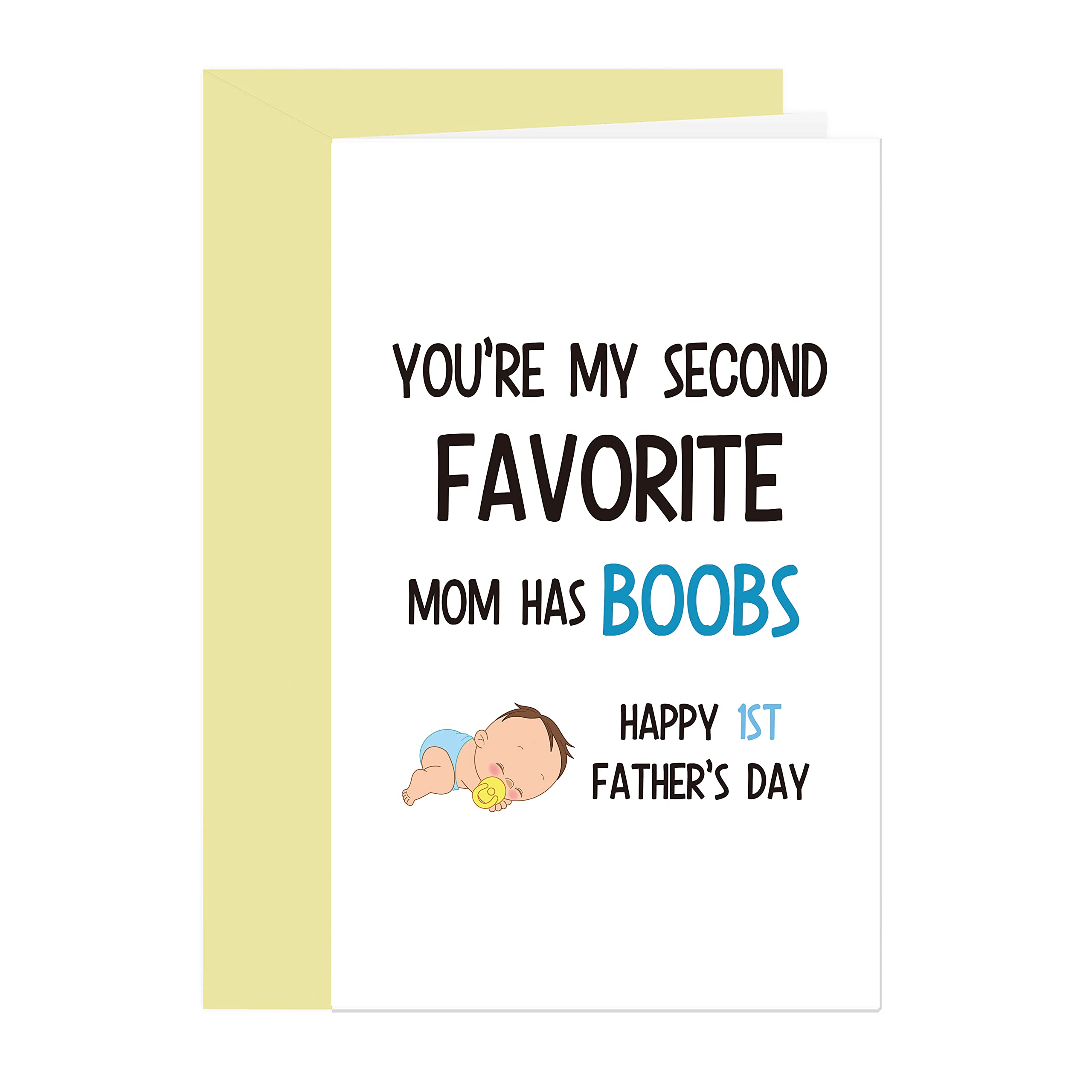 Funny New Dad Greeting Card - Happy First Father's Day Card from Baby & Wife - Perfect for New Fathers, Baby Showers & Father's Day Gifts