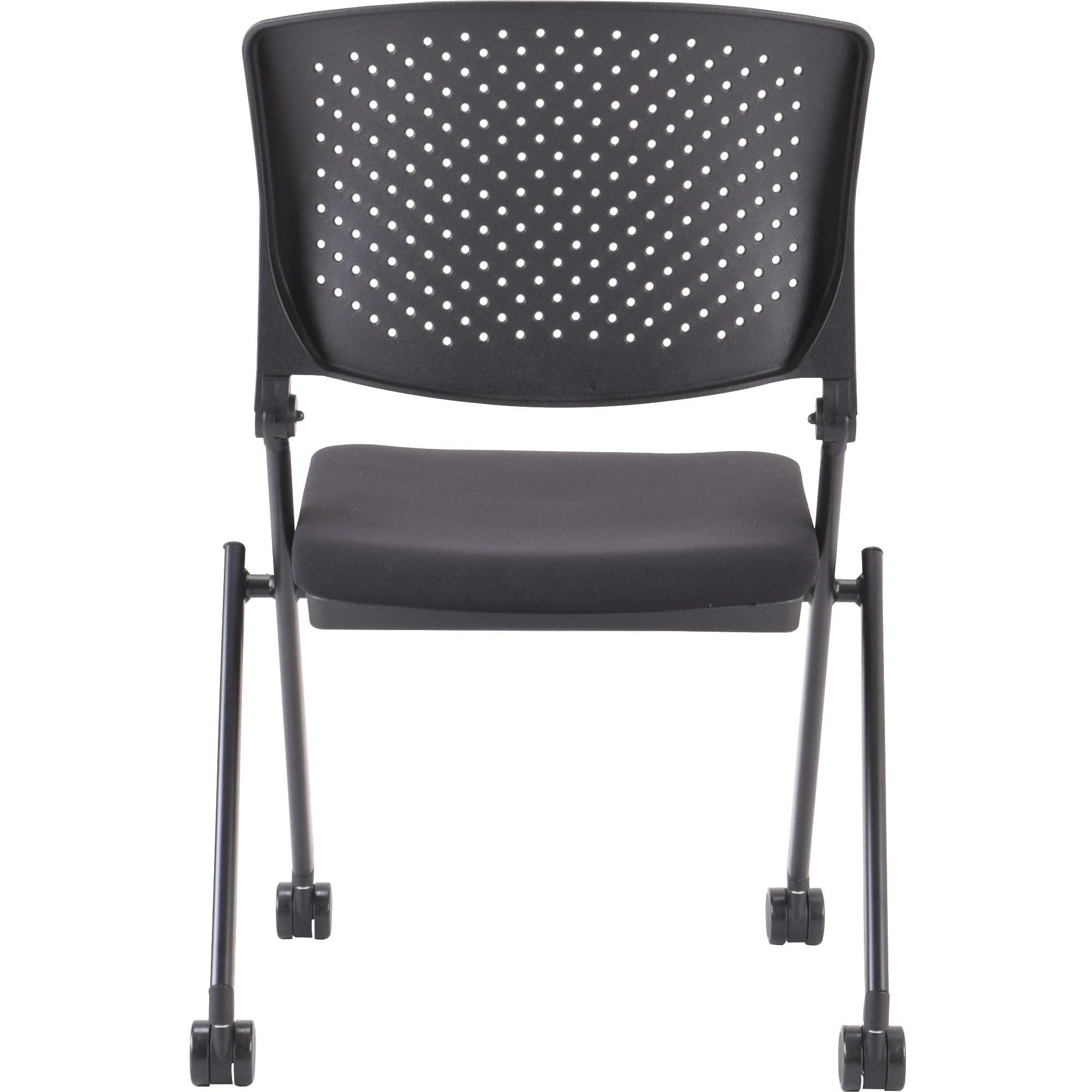 Lorell® Black Nesting Plastic-Back Stackable Chairs Set of 2 - Perfect for Office, Conference Rooms, and Home Dining Spaces