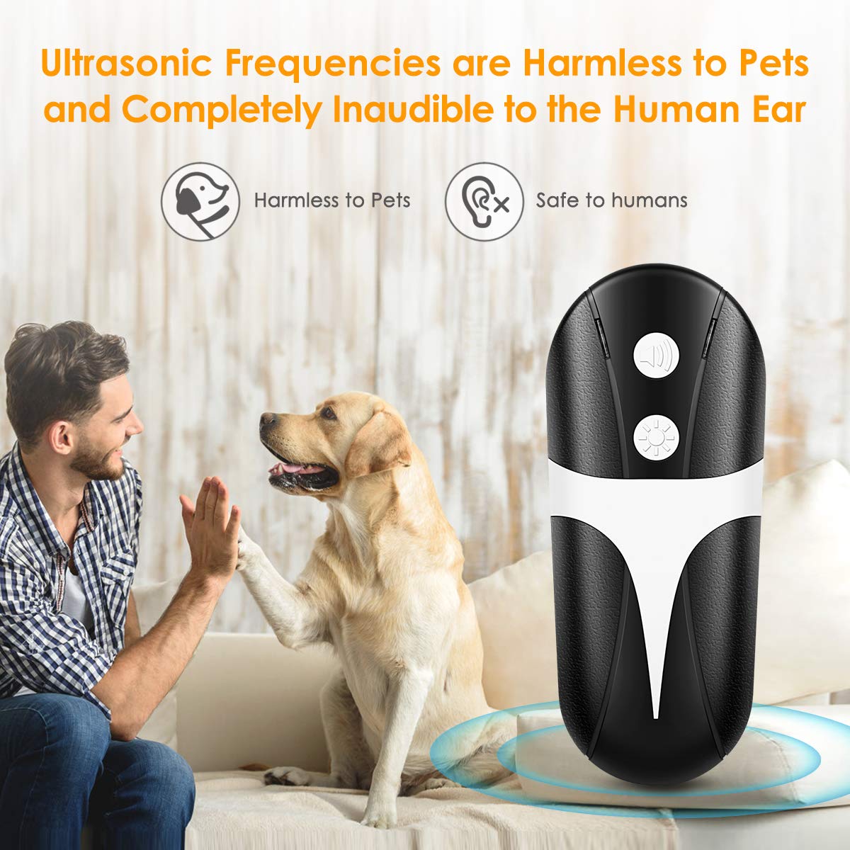Ultrasonic Dog Repellent - Handheld Infrared Bark Control Device for Small & Large Dogs | Stop Excessive Barking, Protect Your Yard & Home Security | Perfect for Walking, Jogging & Outdoor Activities
