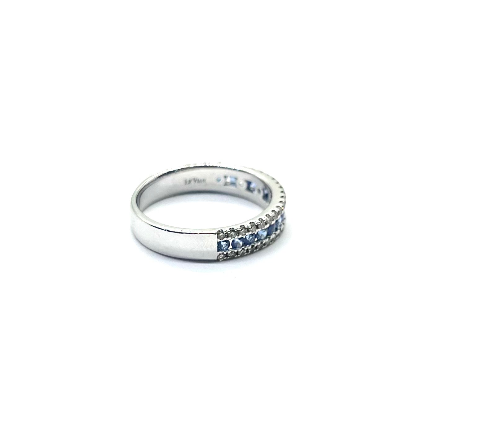 Levian 14K White Gold Diamond and Sapphire Wedding Band Ring for Women - Elegant Stackable Jewelry for Engagement, Anniversary and Special Occasions