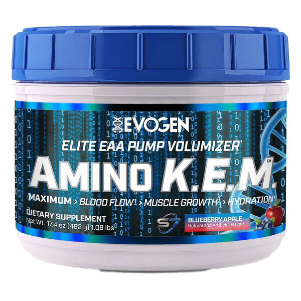Evogen Amino K.E.M. EAA - Essential Amino Acid Supplement, Blueberry Apple Flavor, 492g for Muscle Recovery & Performance | Pre-Workout & Post-Workout Drink