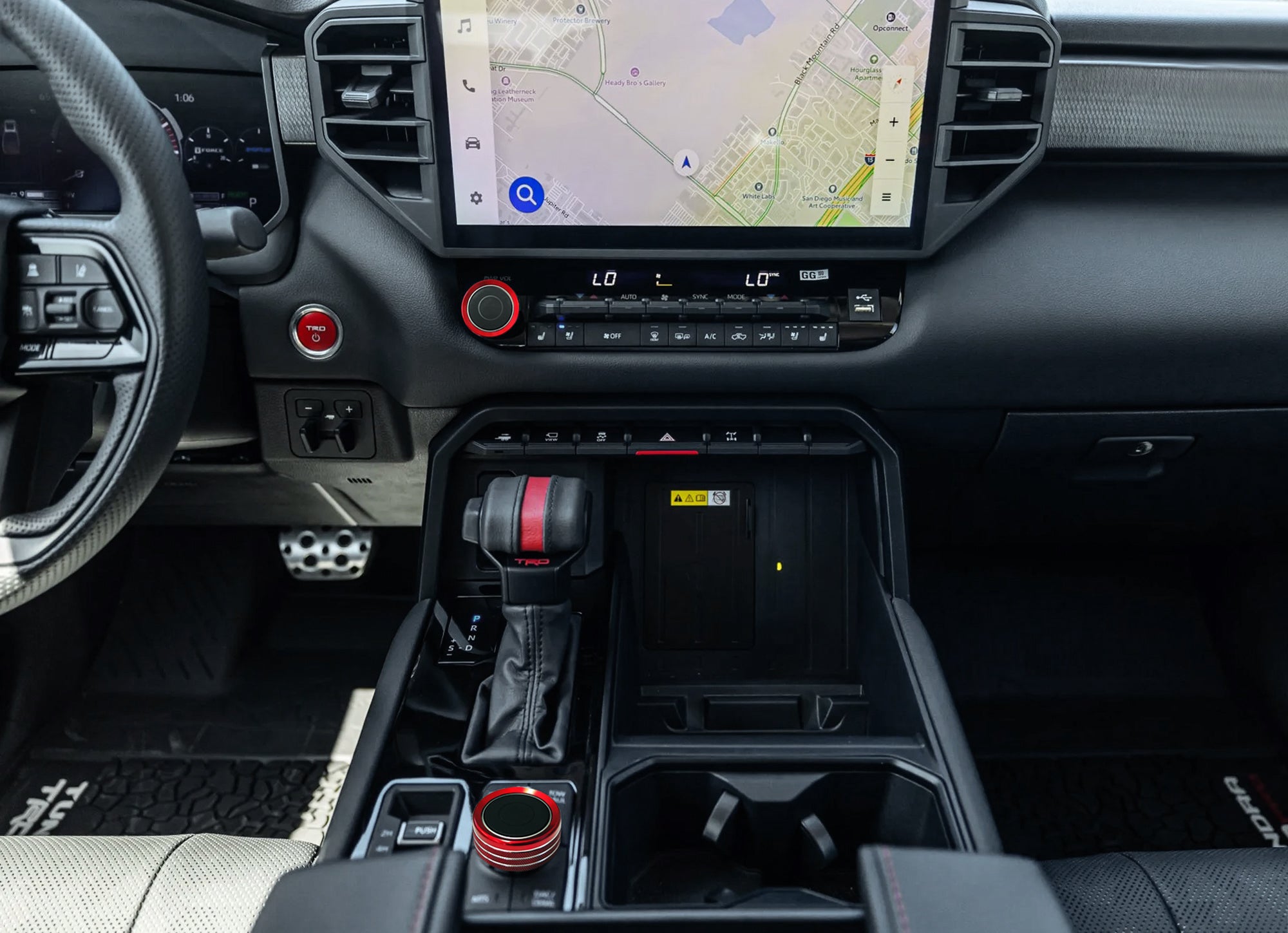 2 TRD Red Driving Mode & Volume Knob Covers for 2022+ Toyota Tundra & Sequoia with 14
