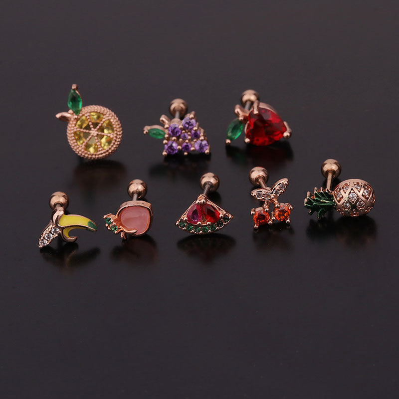 20G Cartilage Tiny Stud Earrings - Cute Fruit Shaped Ear Studs for Women | Perfect for Daily Wear, Parties & Gifts
