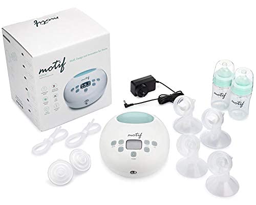 Motif Medical Luna Rechargeable Electric Breast Pump Kit for New Moms - Includes Milk Storage Bags, Insulated Nursing Bag & Manual Pump - Portable for Work, Travel & Home Use