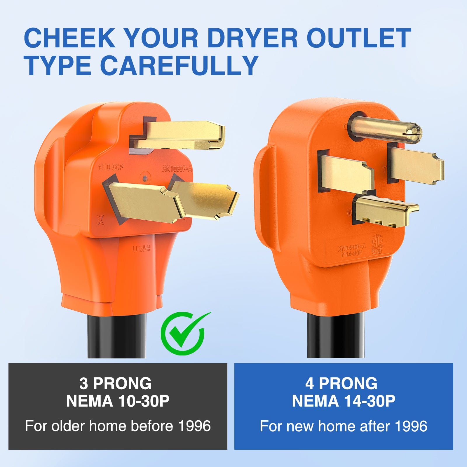 30 Amp 50FT 3 Prong EV Dryer Extension Cord - Heavy Duty NEMA 10-30P to 10-30R for Electric Vehicles & Dryers - Indoor/Outdoor Use for Home, Garage & RV Charging