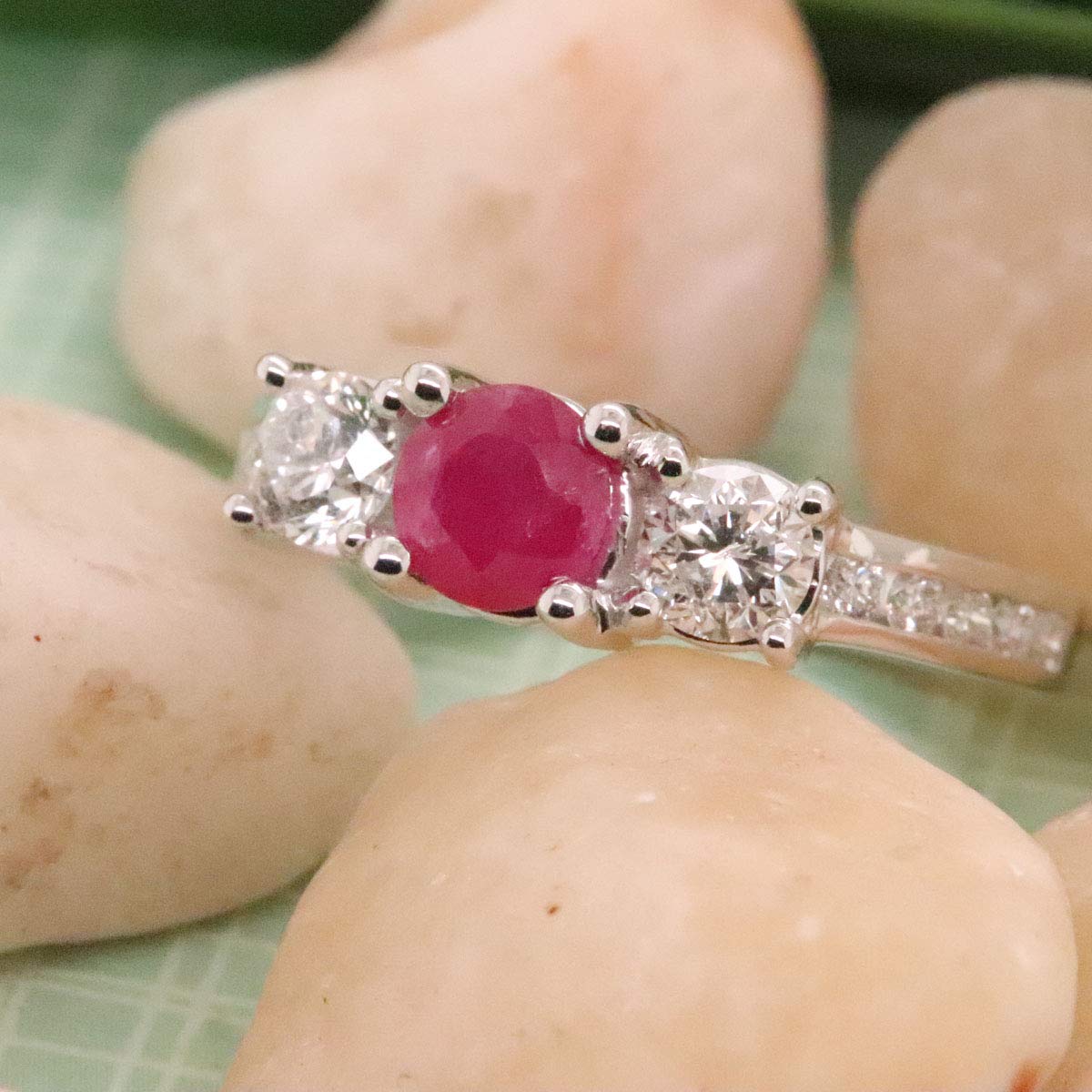 18K Solid White Gold Round Ruby & White Diamond Women's Bridal Engagement Ring - Dazzlingrock Collection | Perfect for Proposals, Weddings & Anniversary Gifts