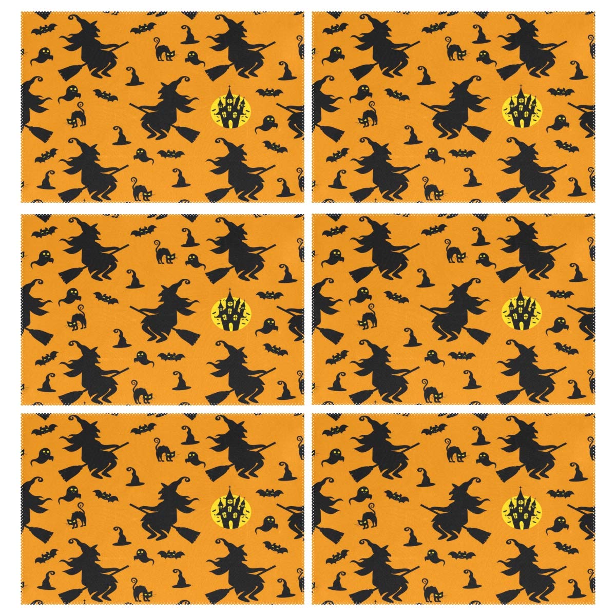 Funny Halloween Placemats Set of 4 - Washable, Non-Slip & Heat Resistant Polyester Table Mats for Kitchen & Dining (12x18 Inch) - Perfect for Spooky Dinner Parties, Holiday Decor & Family Gatherings